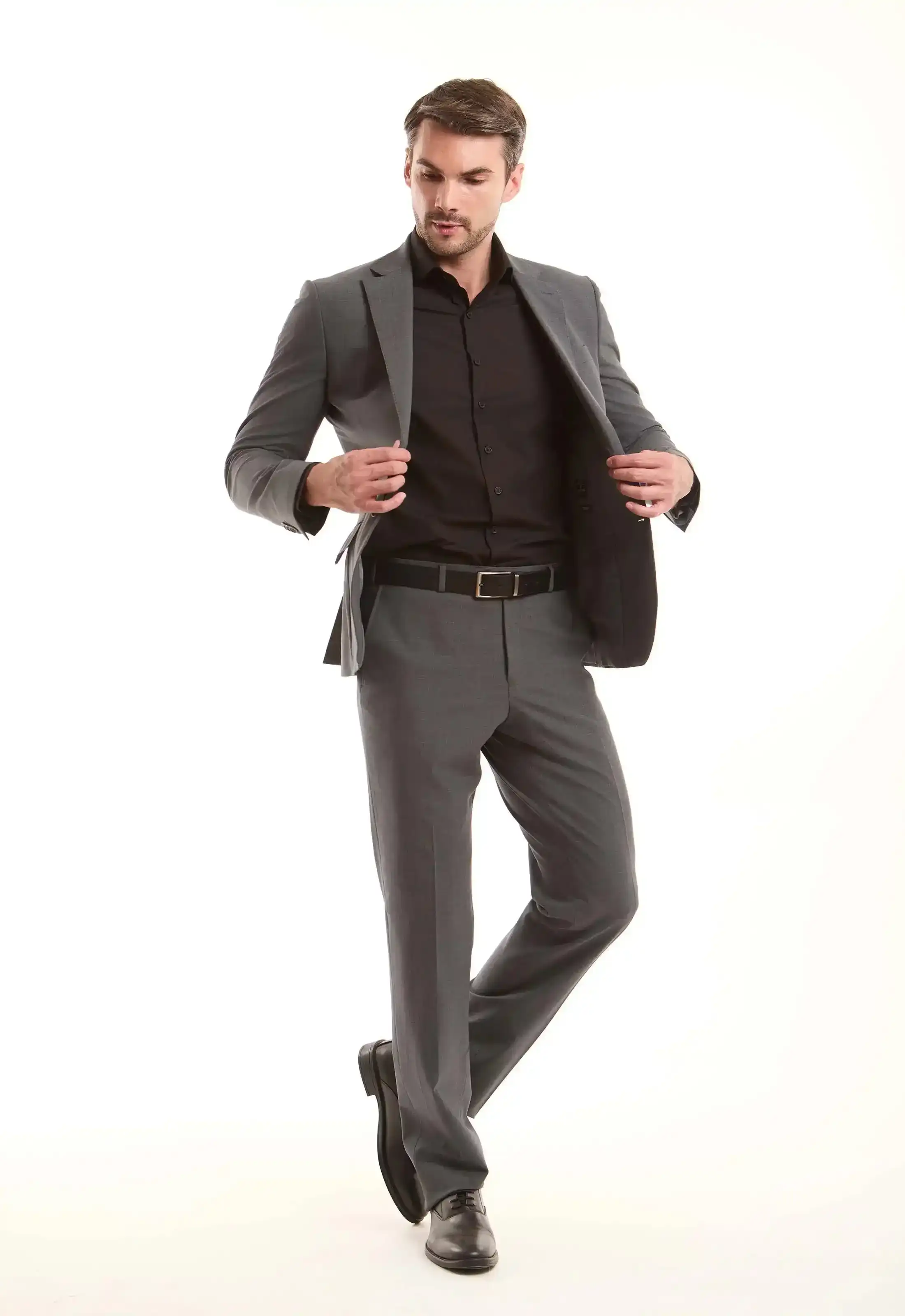 Grey Wool-Blend Tailored Suit Jacket - Image 4