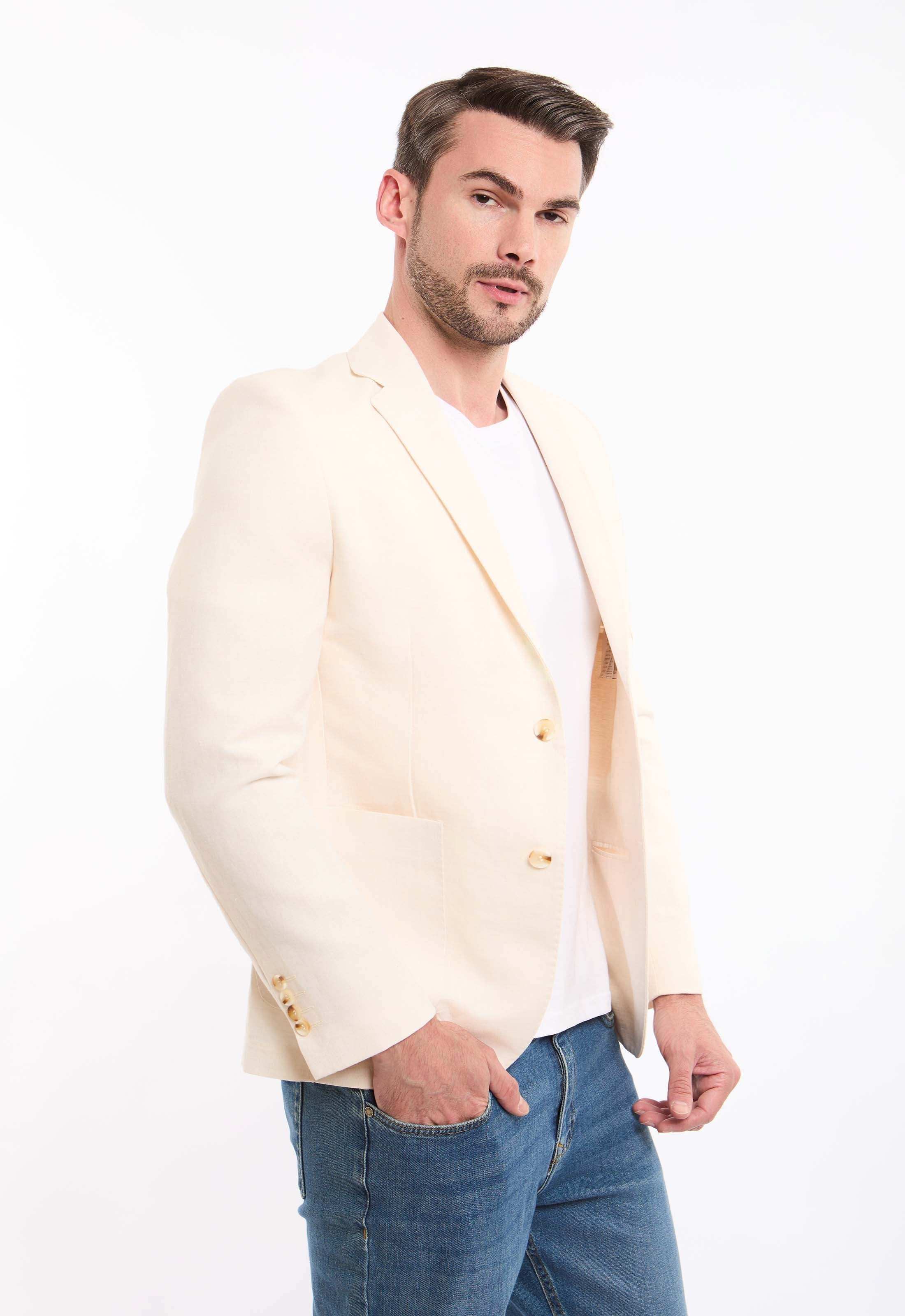 Linen-Cotton Cropped Tailored Blazer - Image 3