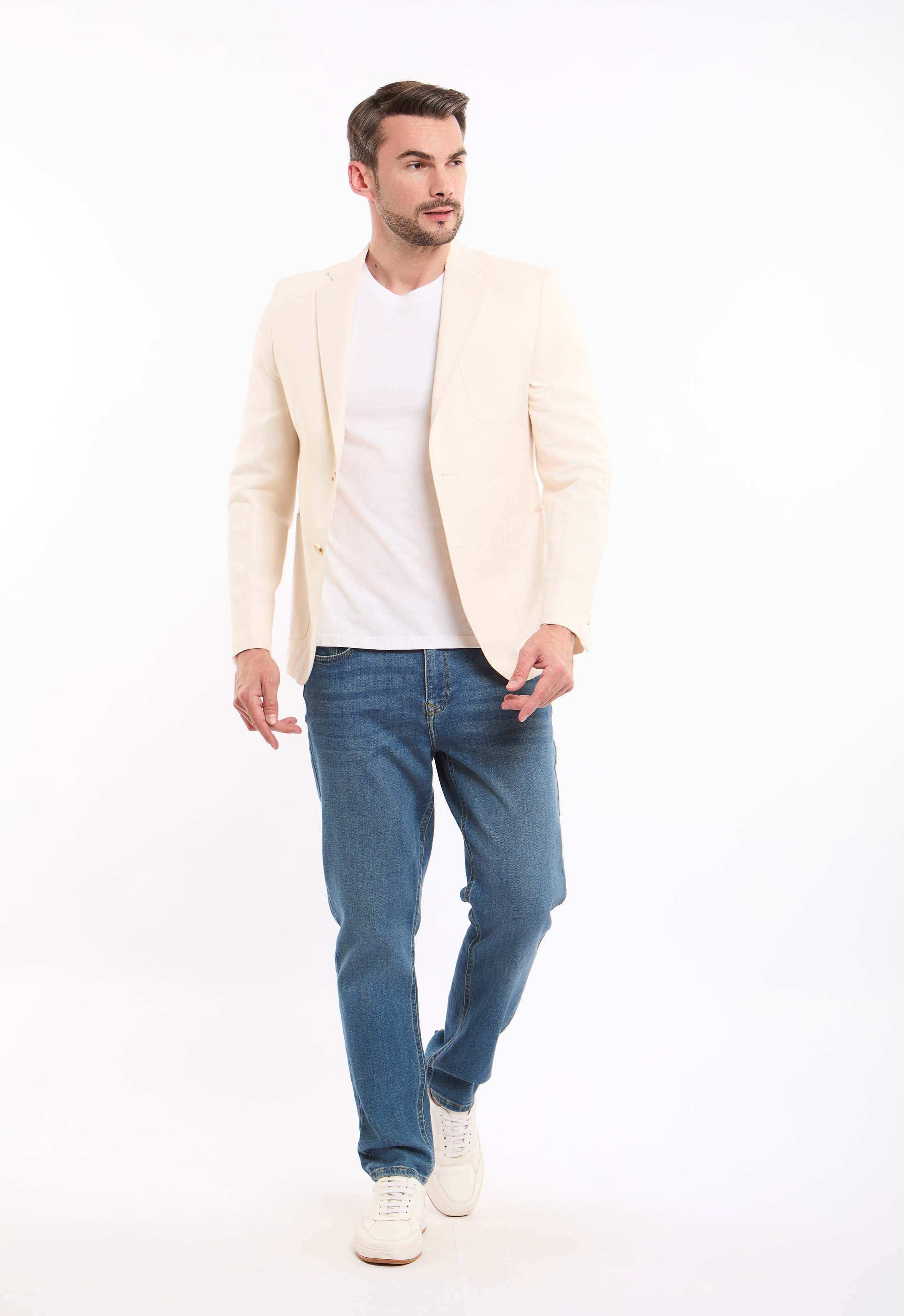 Linen-Cotton Cropped Tailored Blazer - Image 5