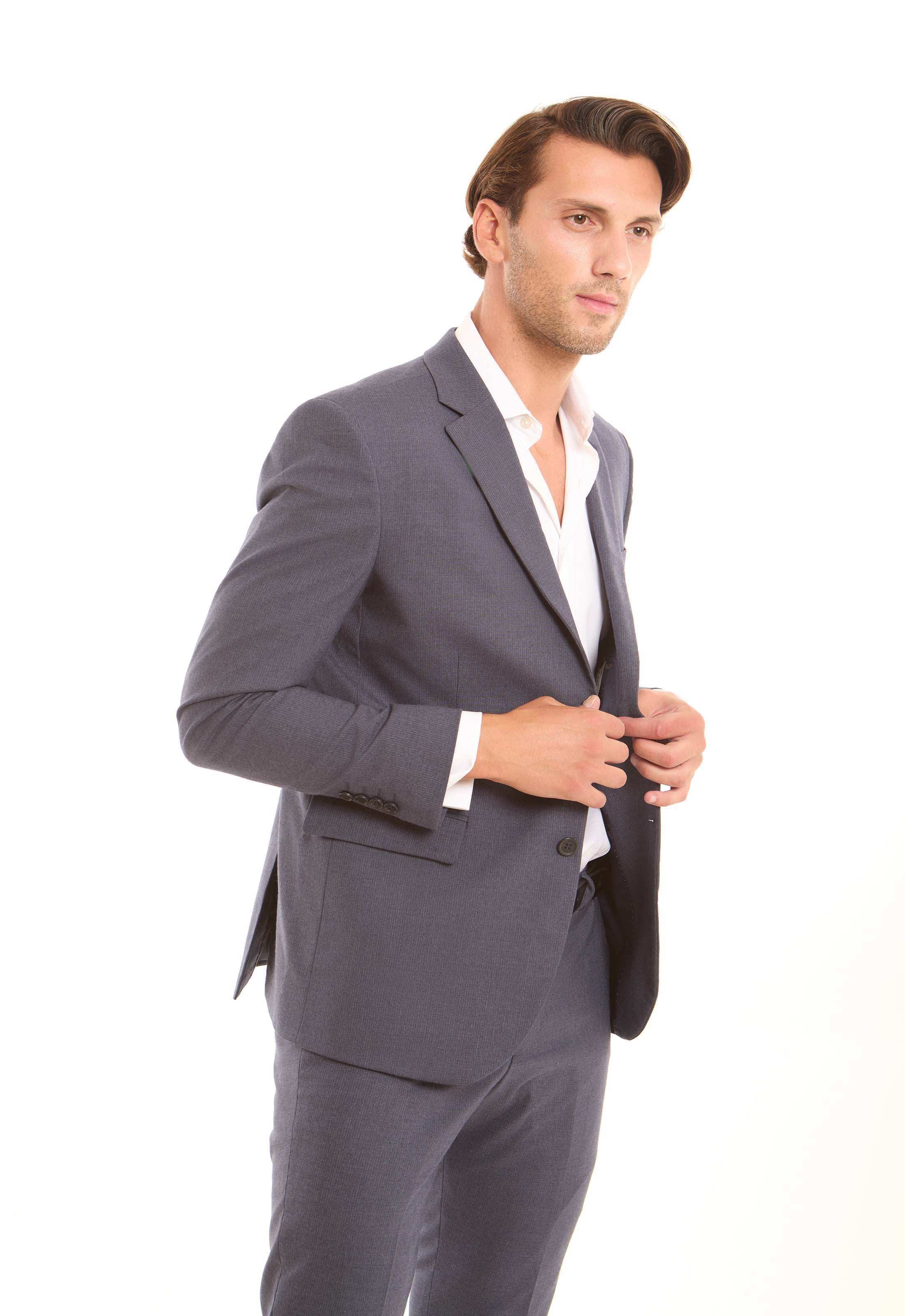 Structured Solid Pattern Suit Blazer - Image 2