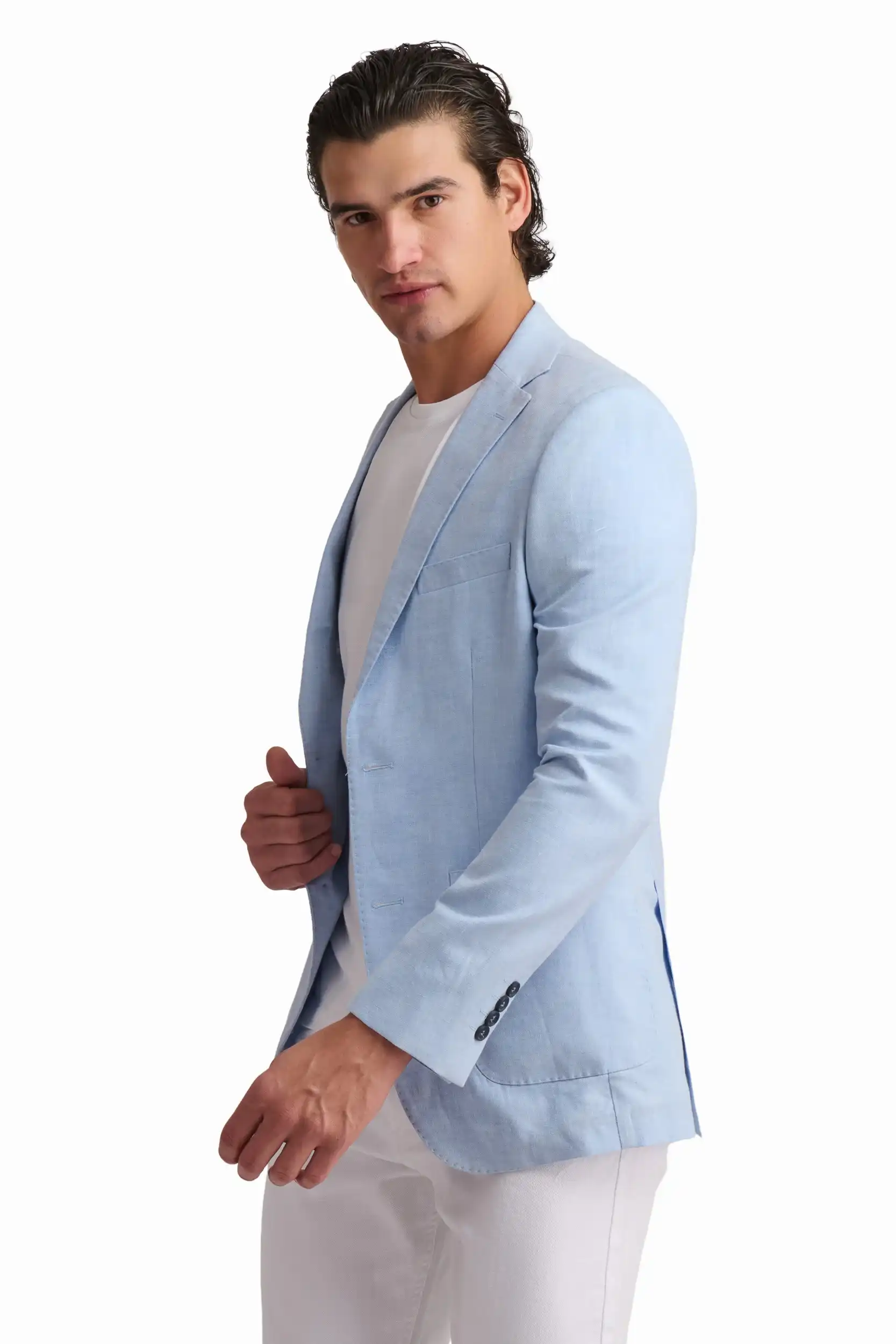 Sky Blue Linen Blend Blazer