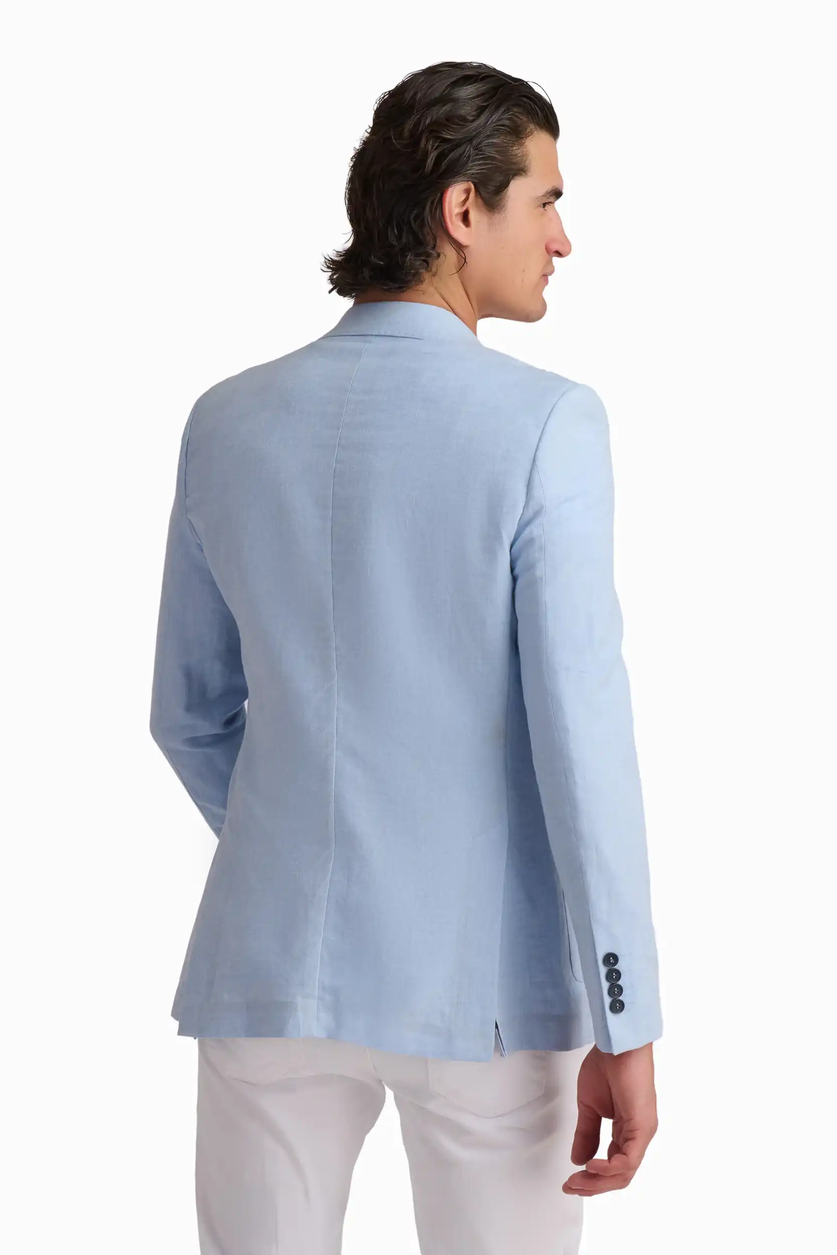 Sky Blue Linen Blend Blazer - Image 2