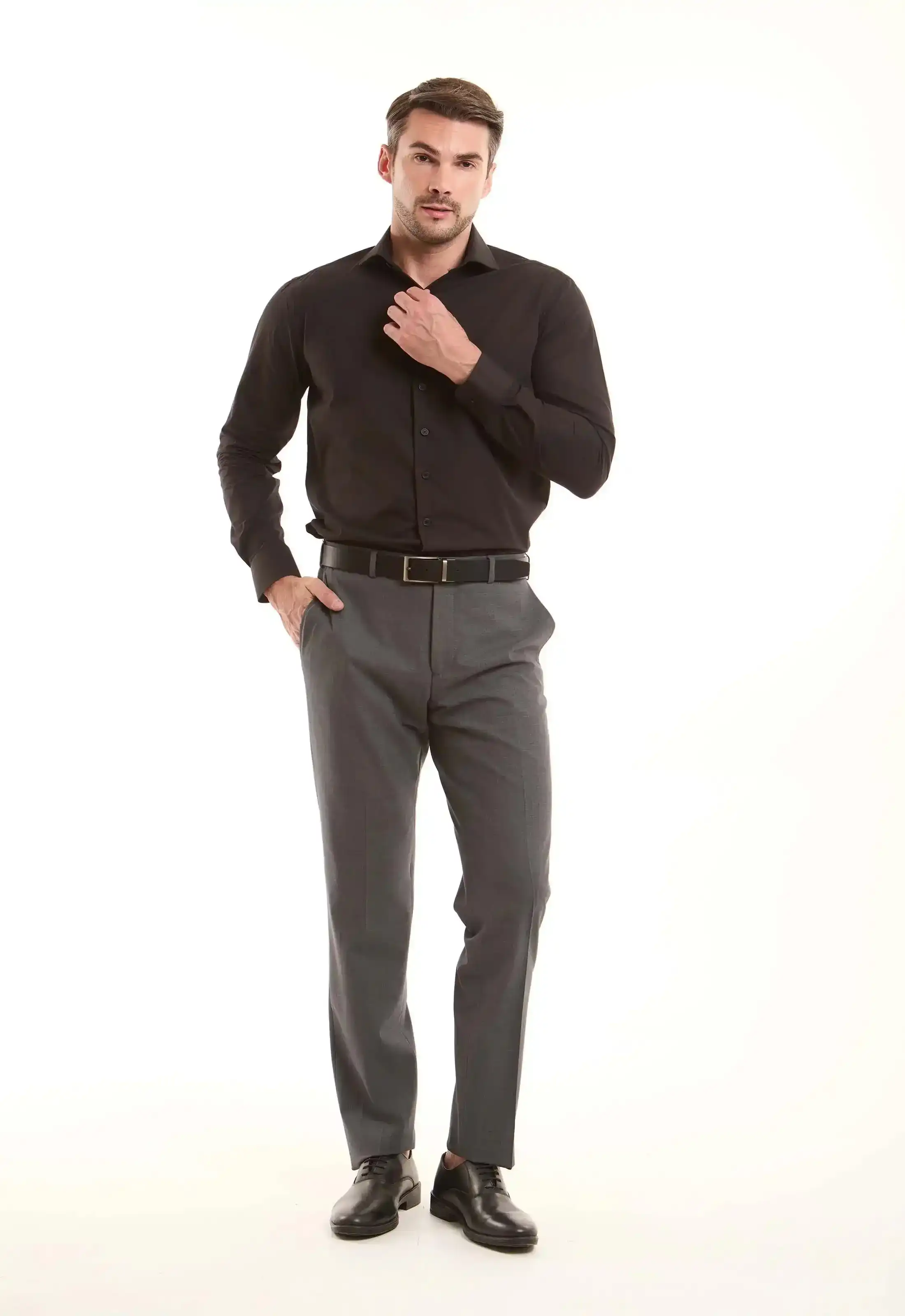 Wool-Blend Straight Pants