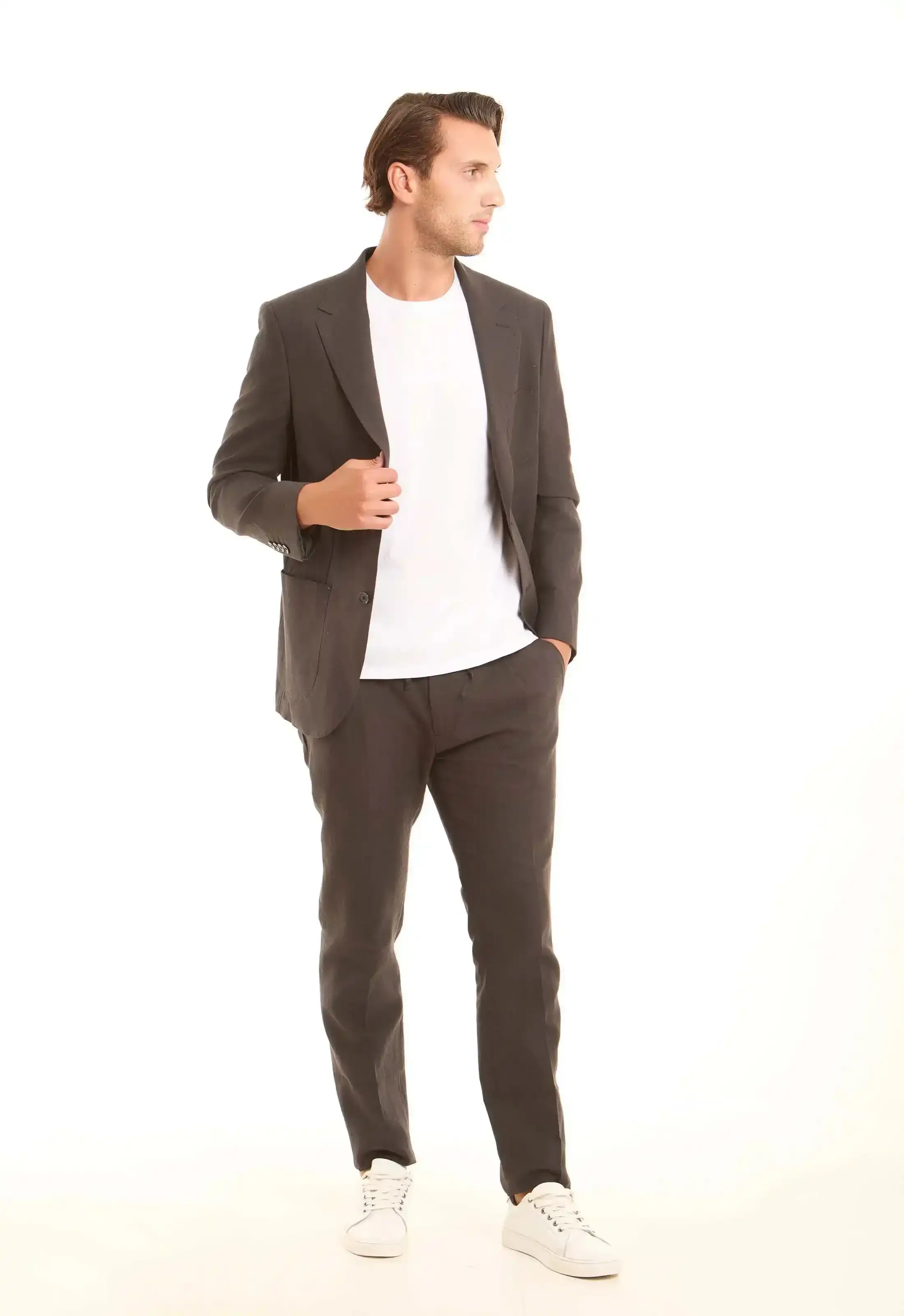 Comfy Linen-Cotton Slim-Leg Trousers - Image 2