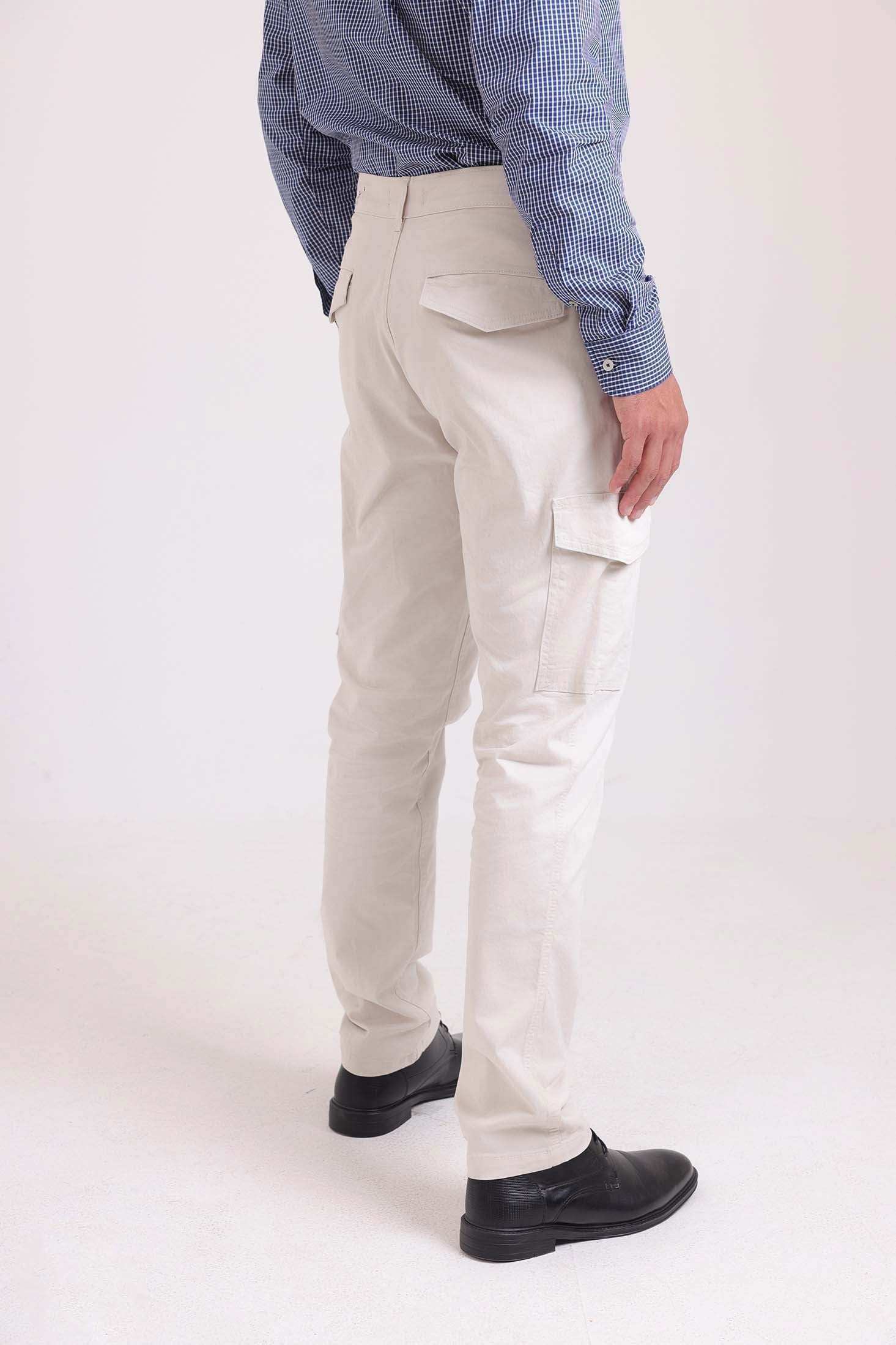 Solid Slim Cargo Pants with Pockets - Image 3