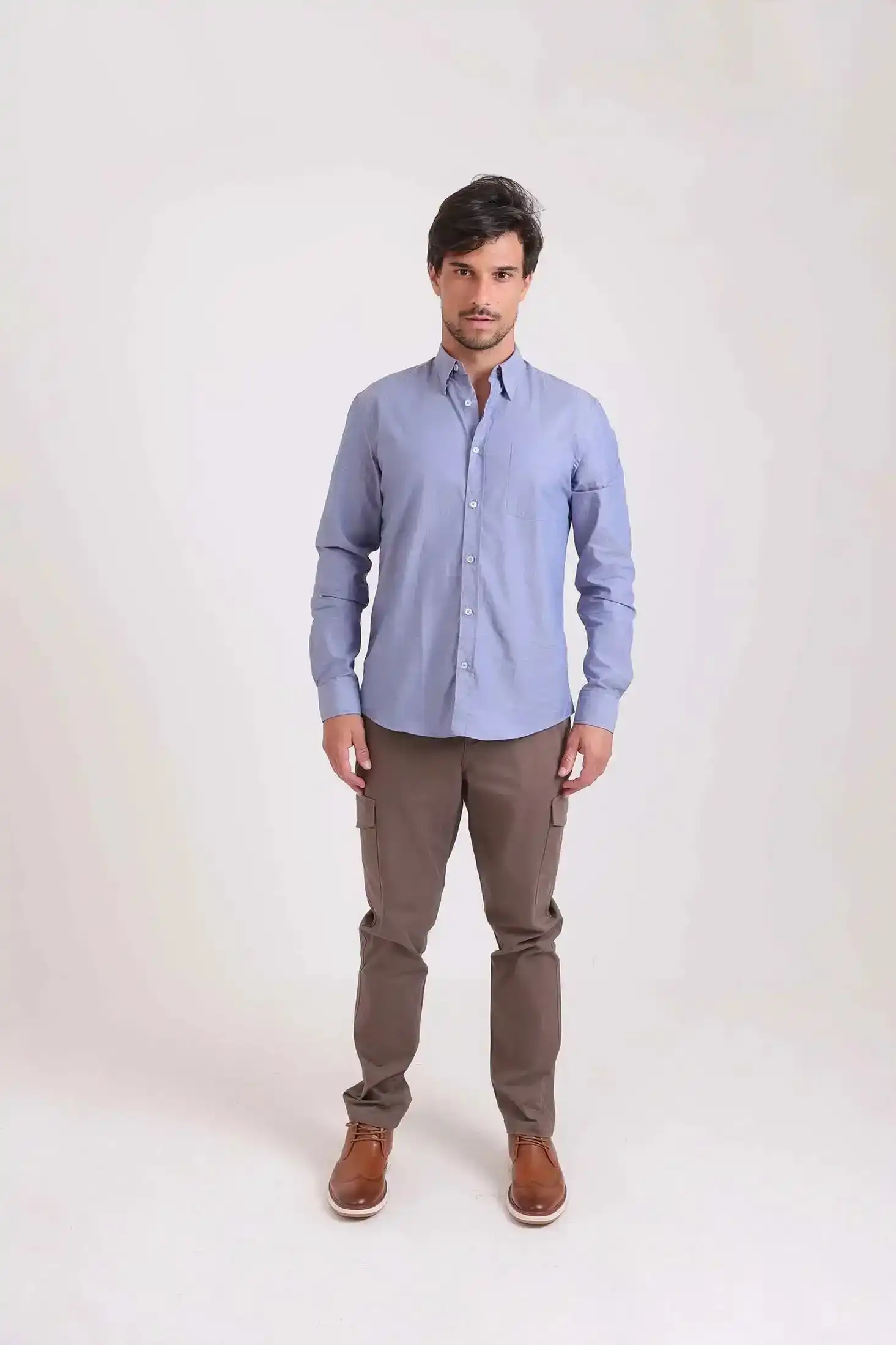 Solid Slim Cargo Pants with Pockets - Image 5