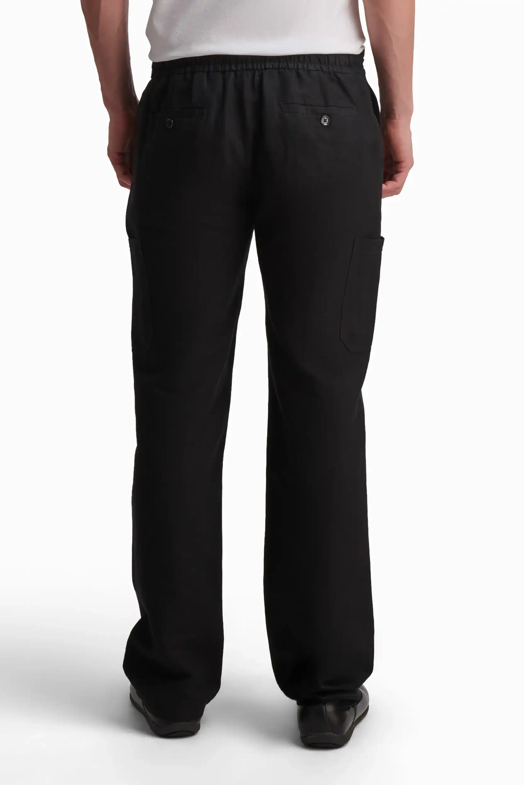 Black Linen-Cotton Straight-Leg Trousers - Image 4