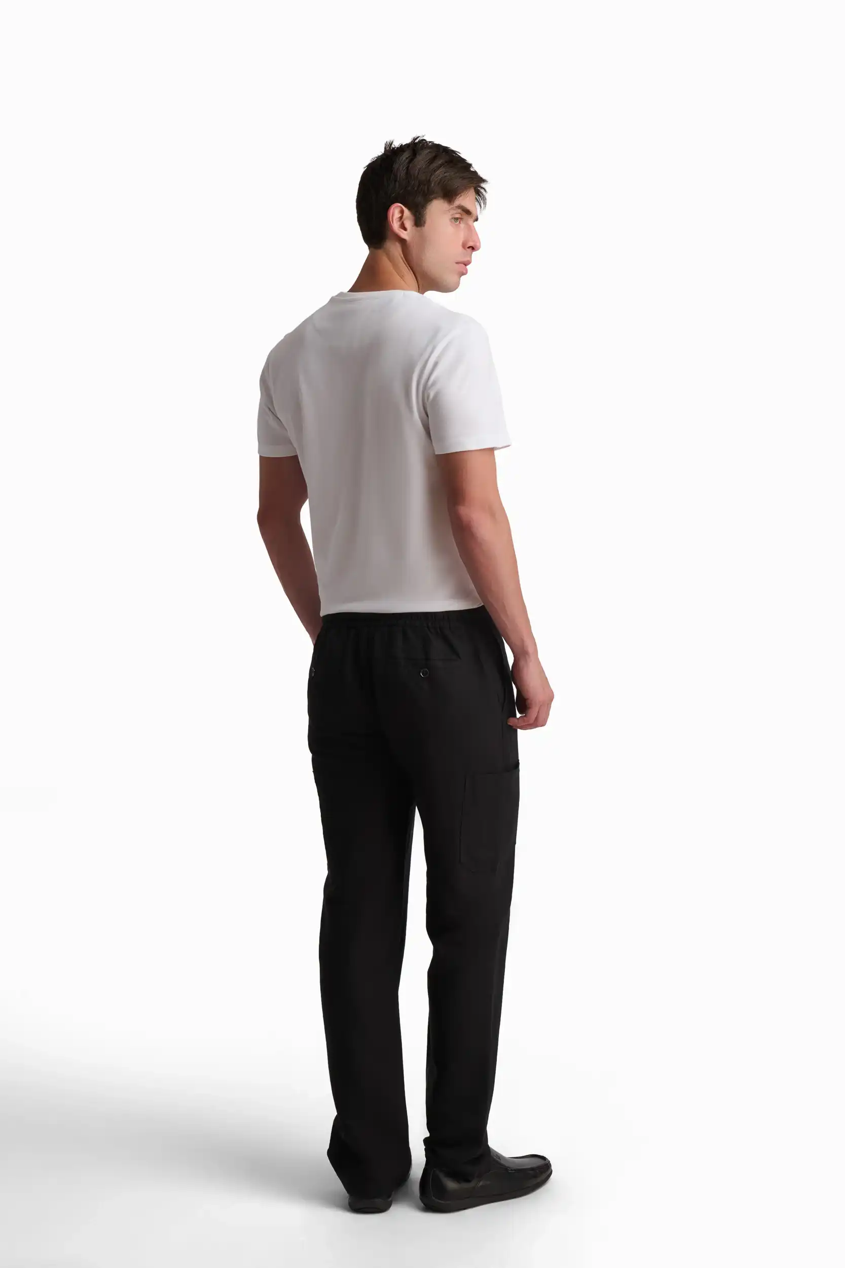 Black Linen-Cotton Straight-Leg Trousers - Image 5