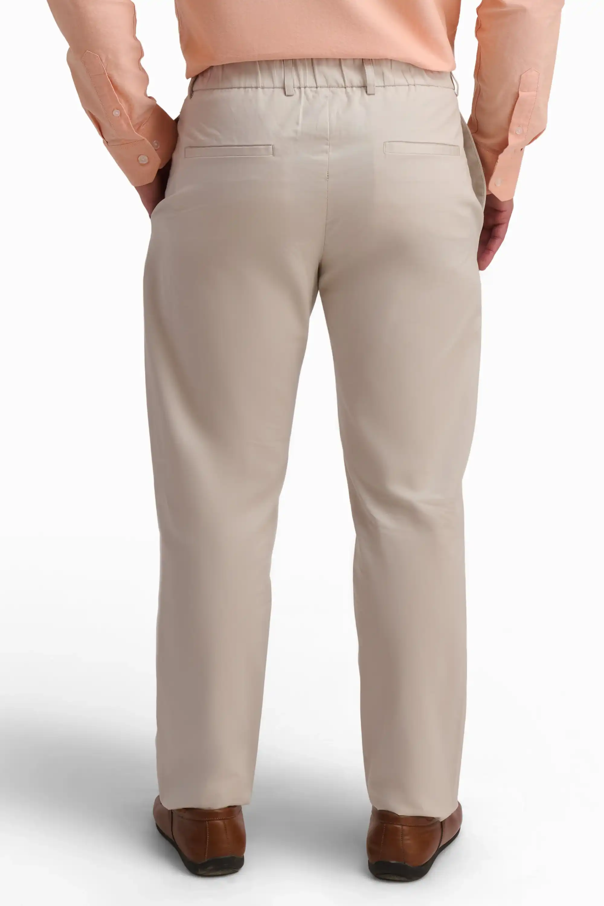 Beige Cotton Drawstring Trousers - Image 4