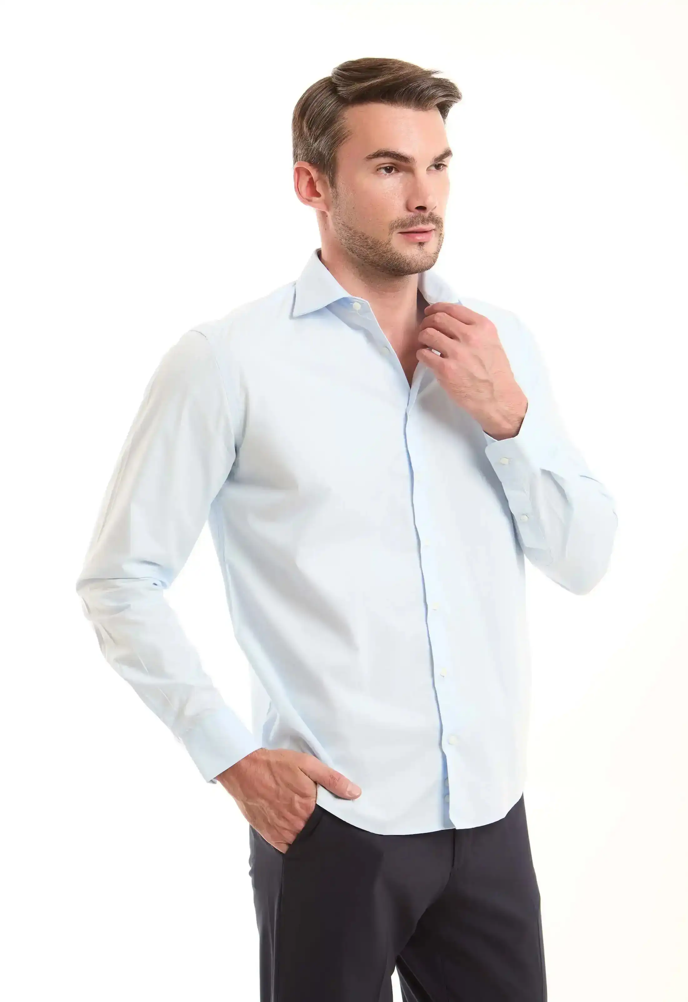 Light Blue Cotton Button-Down Shirt - Image 2