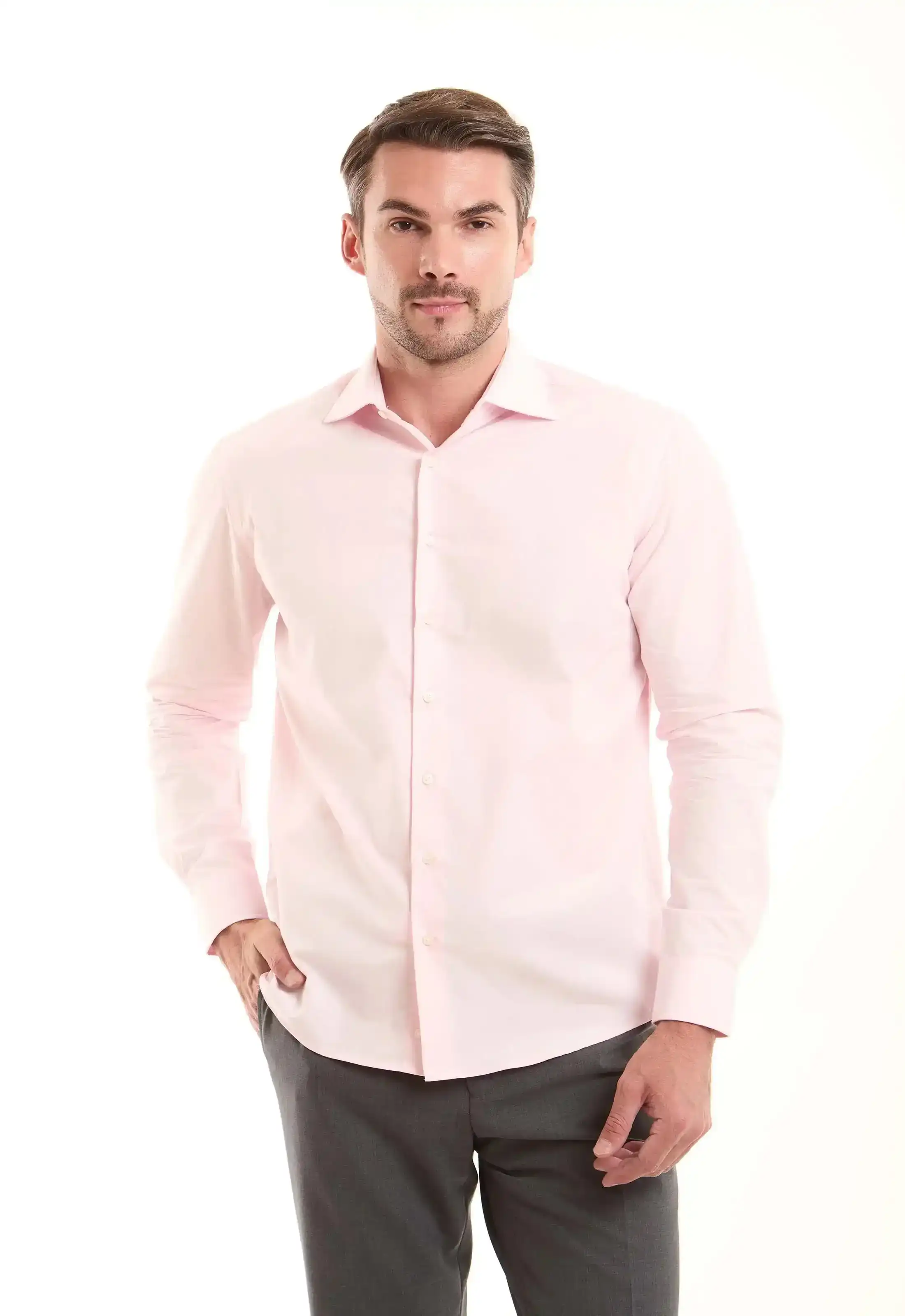 Light Pink Cotton Buttoned Shirt