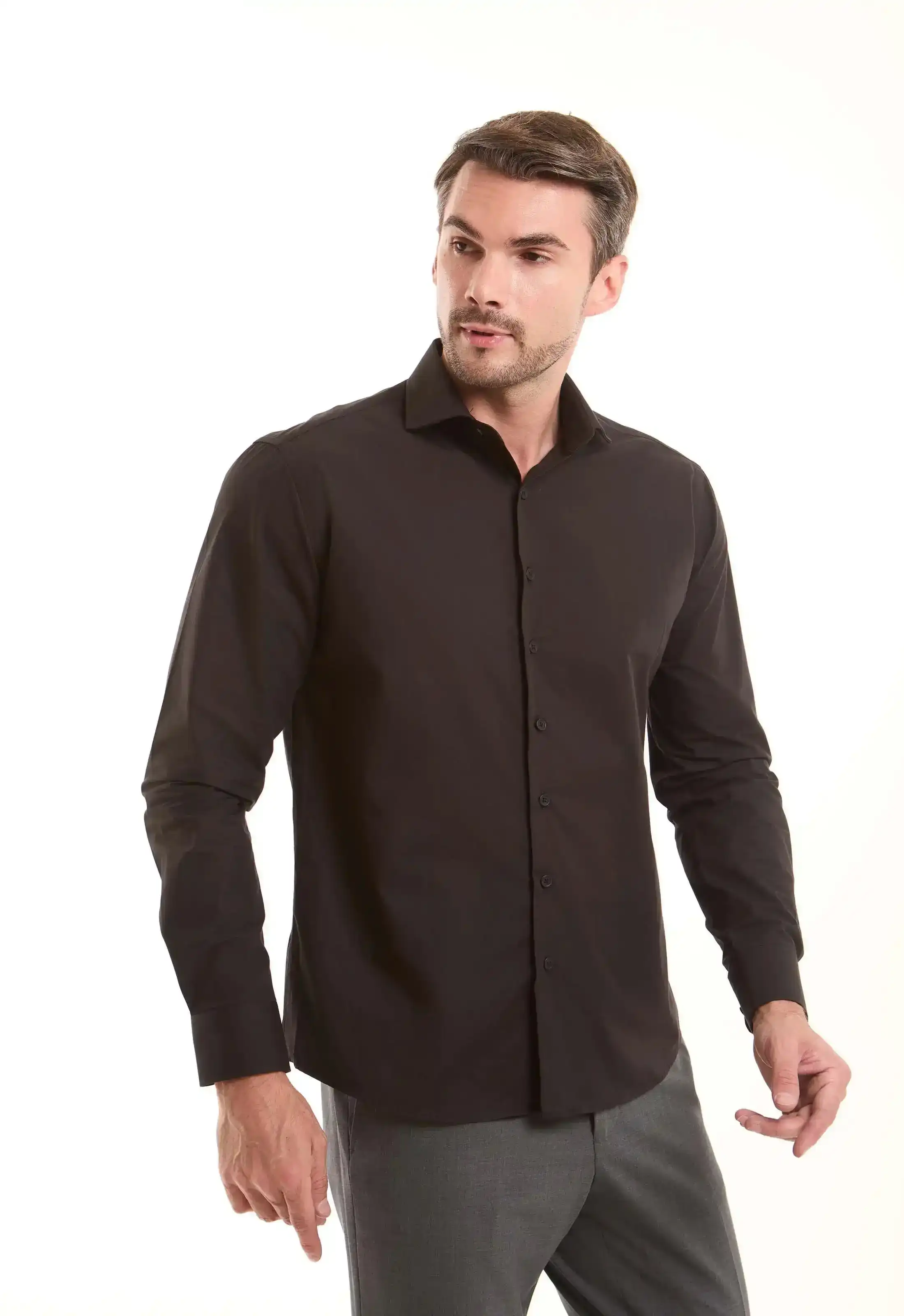 Solid Long Sleeves Buttoned Shirt - Image 2