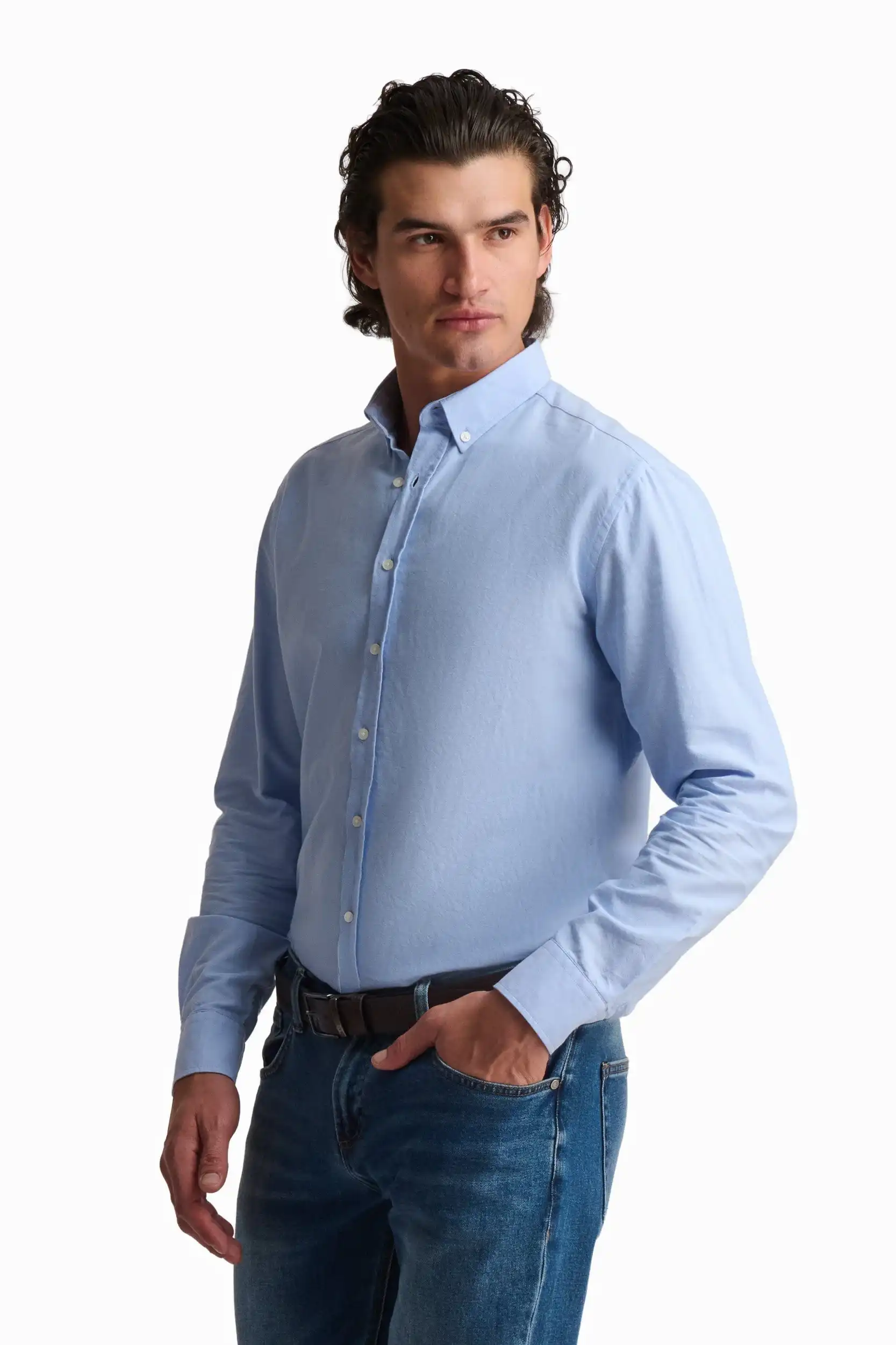 Light Blue Cotton Oxford Shirt - Image 2