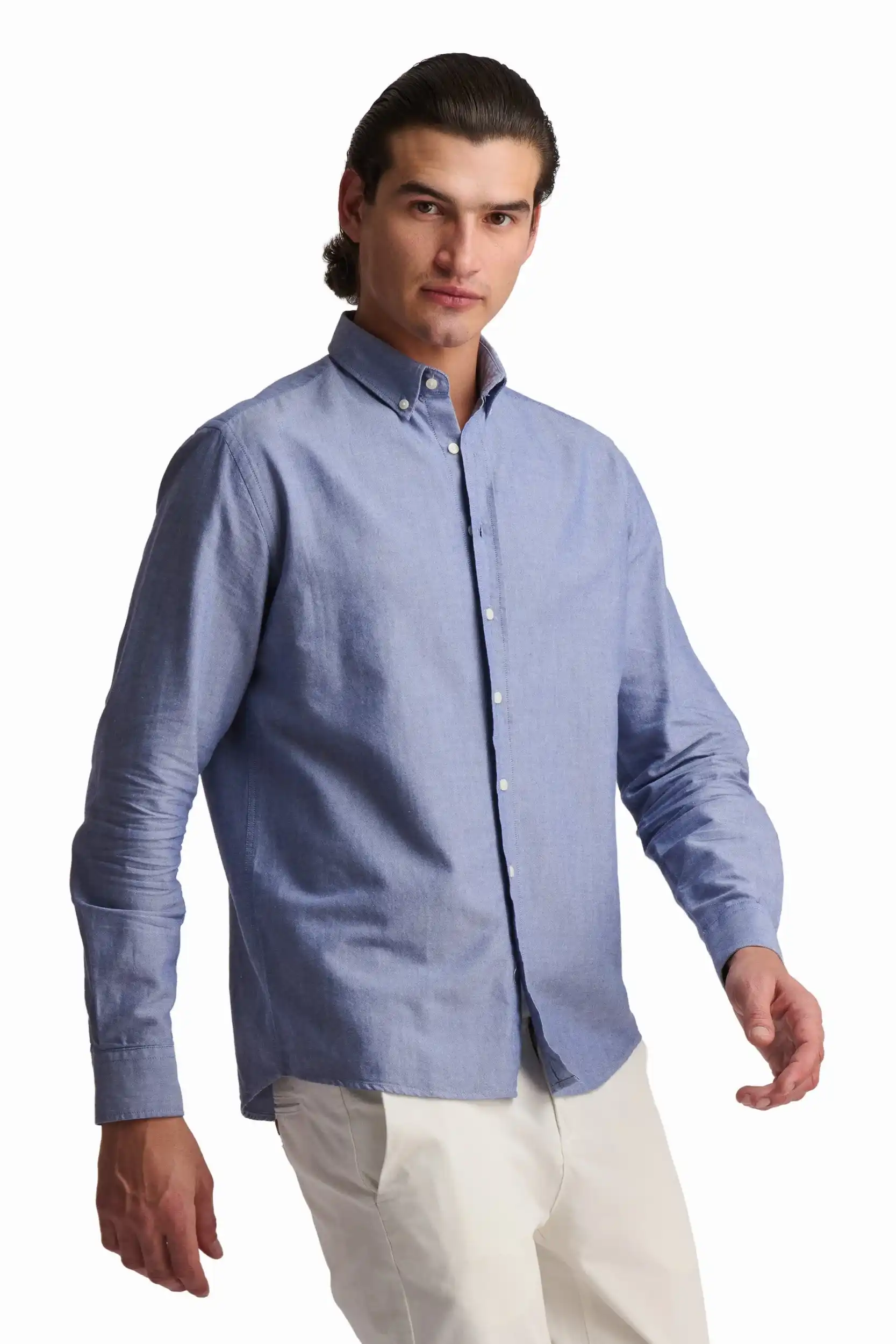 Blue Cotton Oxford Shirt - Image 3