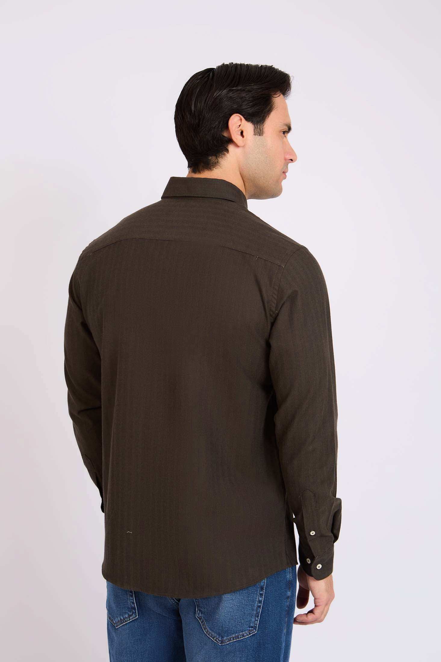 Men Regular Fit Shirt Brown - Image 3