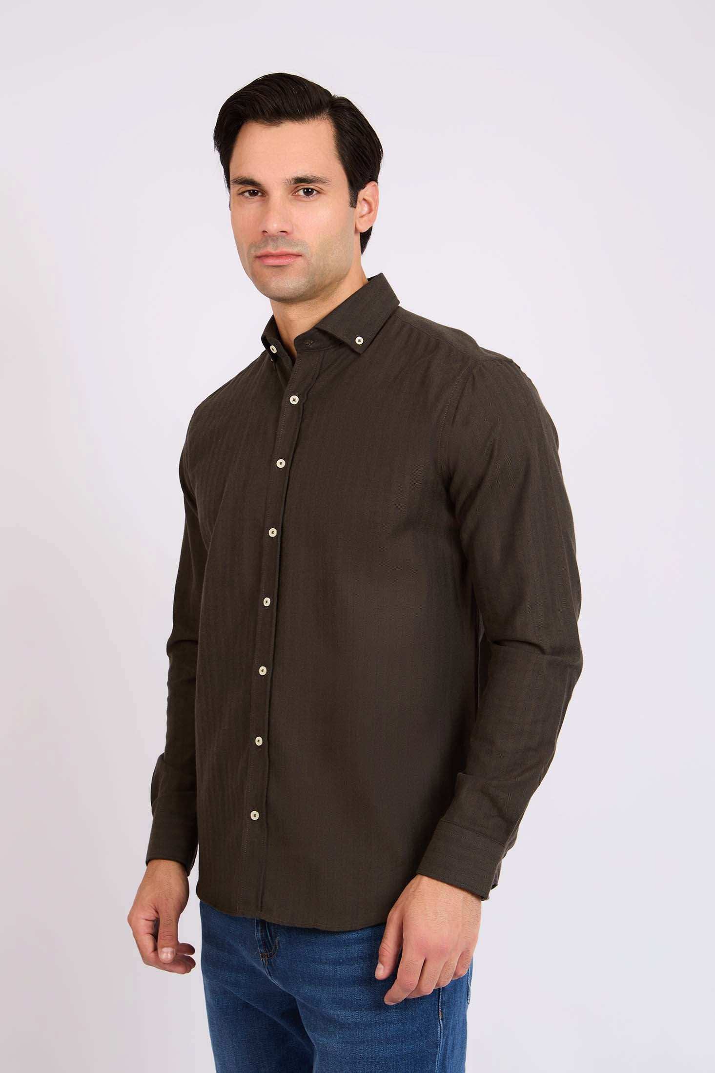 Men Regular Fit Shirt Brown - Image 4