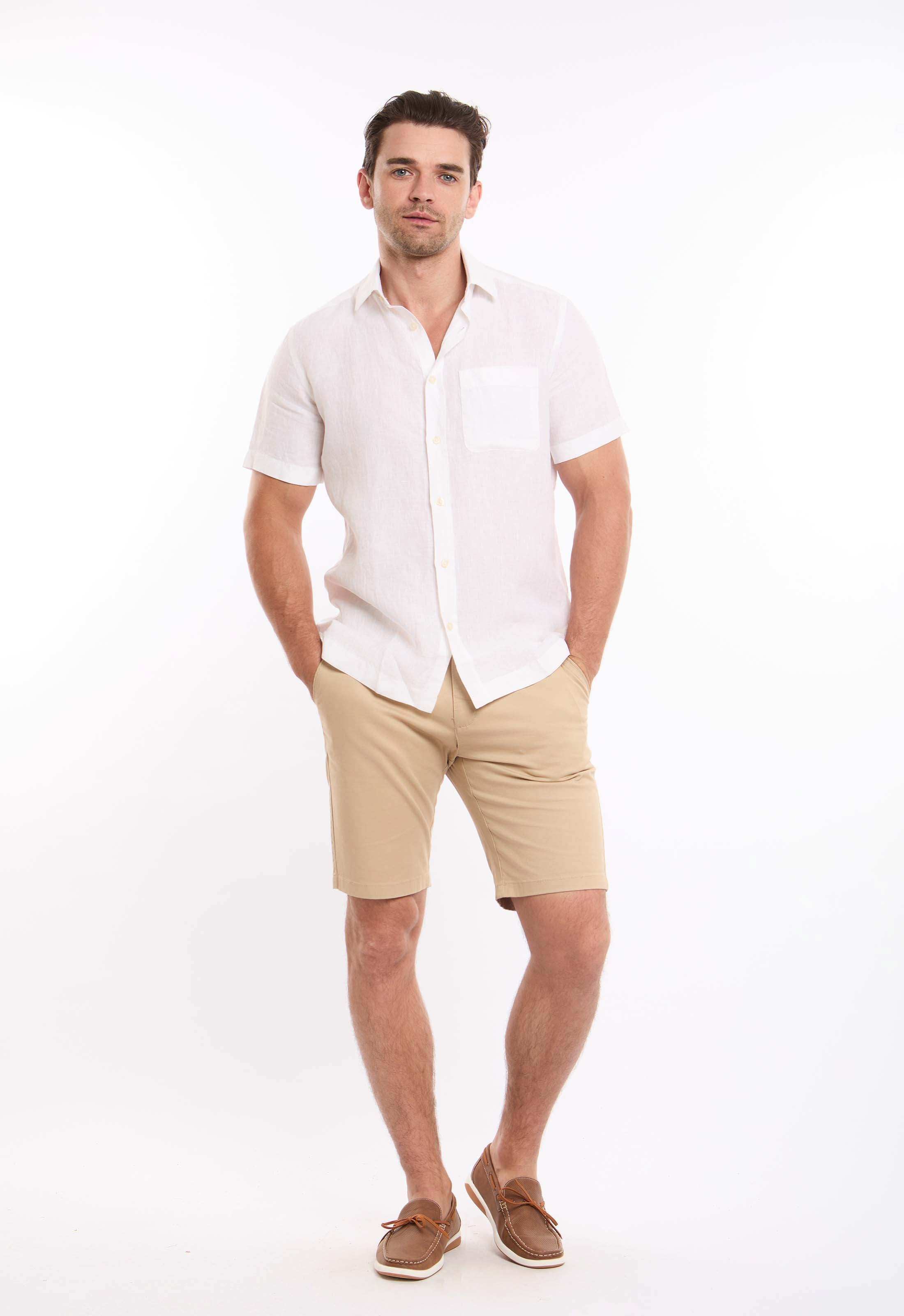 Textured Linen Short Sleeves Shirt with Pocket - Image 4