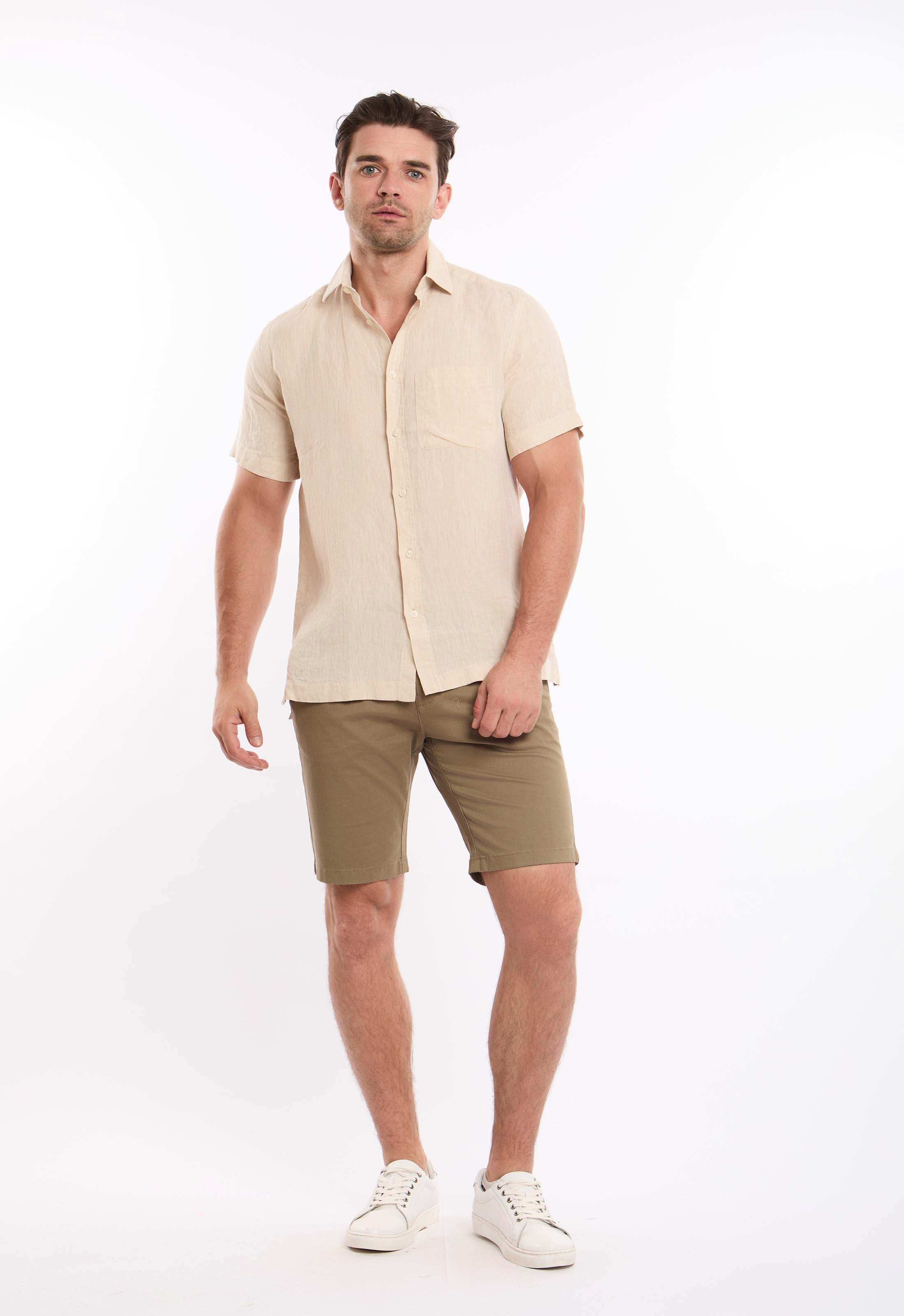 Textured Linen Short Sleeves Shirt with Pocket - Image 4