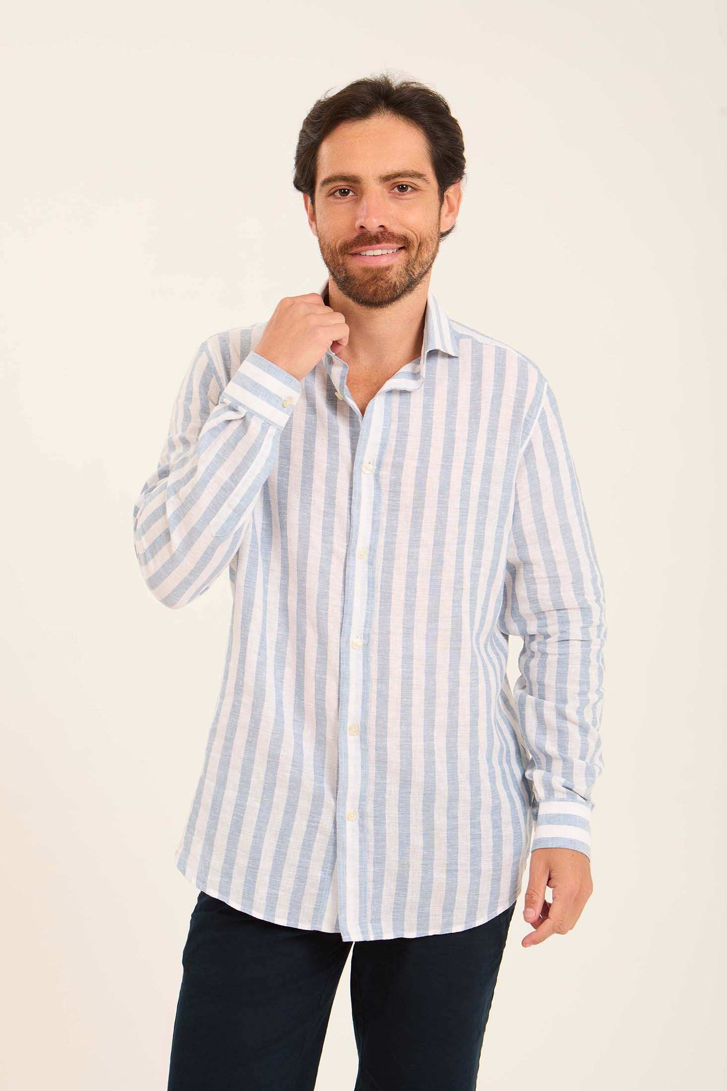 Dual-Tone Striped Long Sleeves Shirt - Image 2