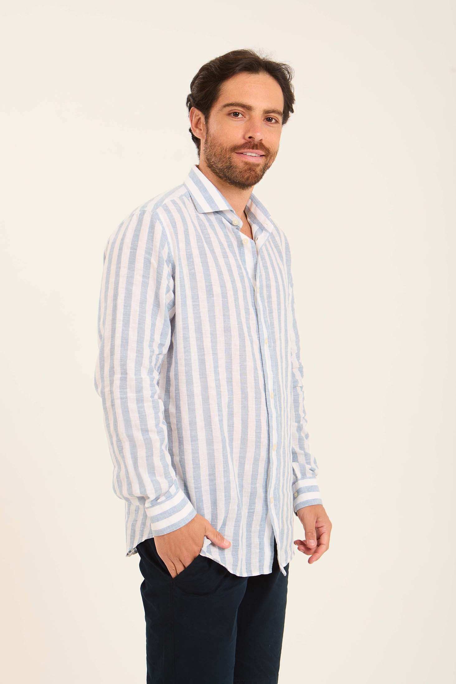 Dual-Tone Striped Long Sleeves Shirt - Image 3