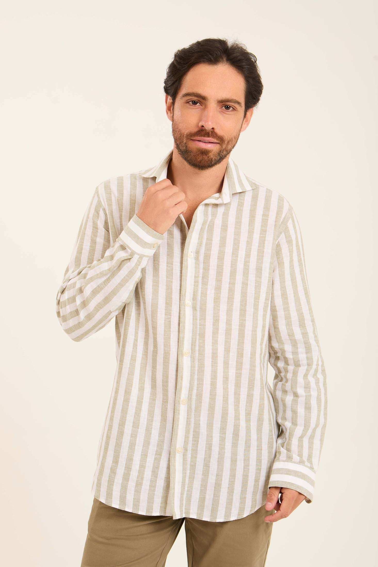 Dual-Tone Striped Long Sleeves Shirt - Image 2