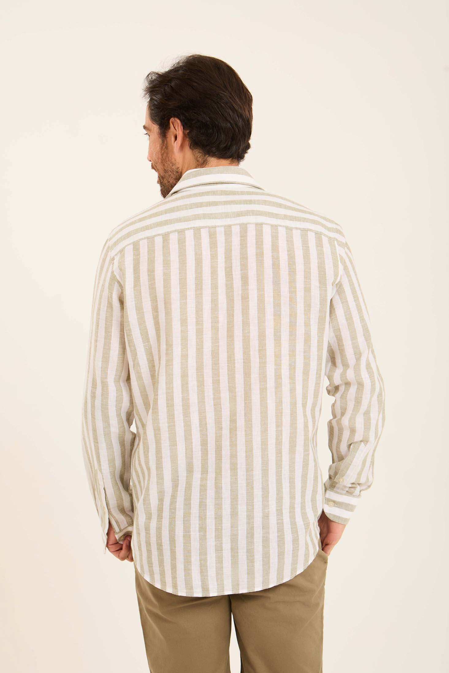 Dual-Tone Striped Long Sleeves Shirt - Image 4