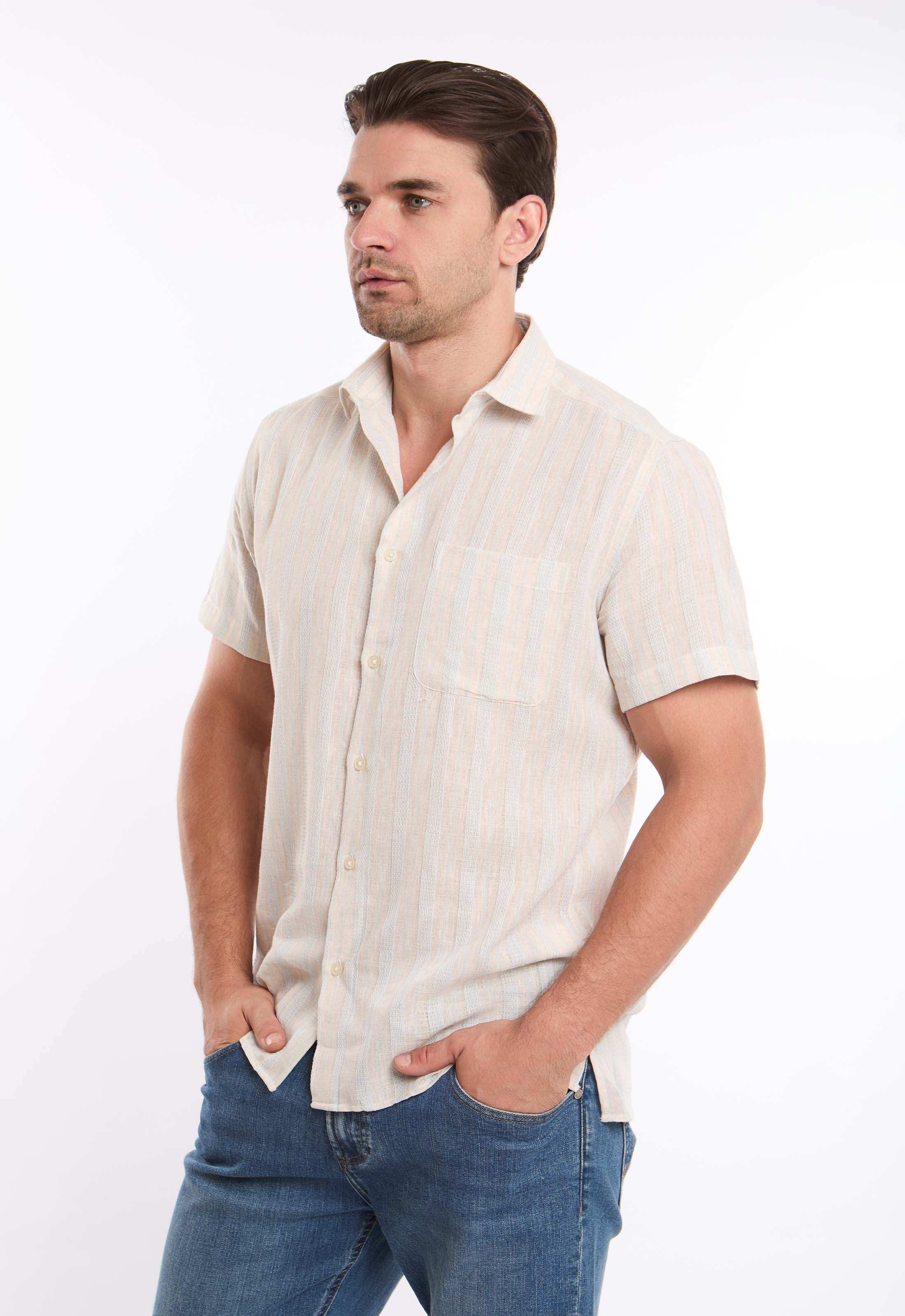 Short Sleeves Striped Shirt with Front Pocket - Image 2