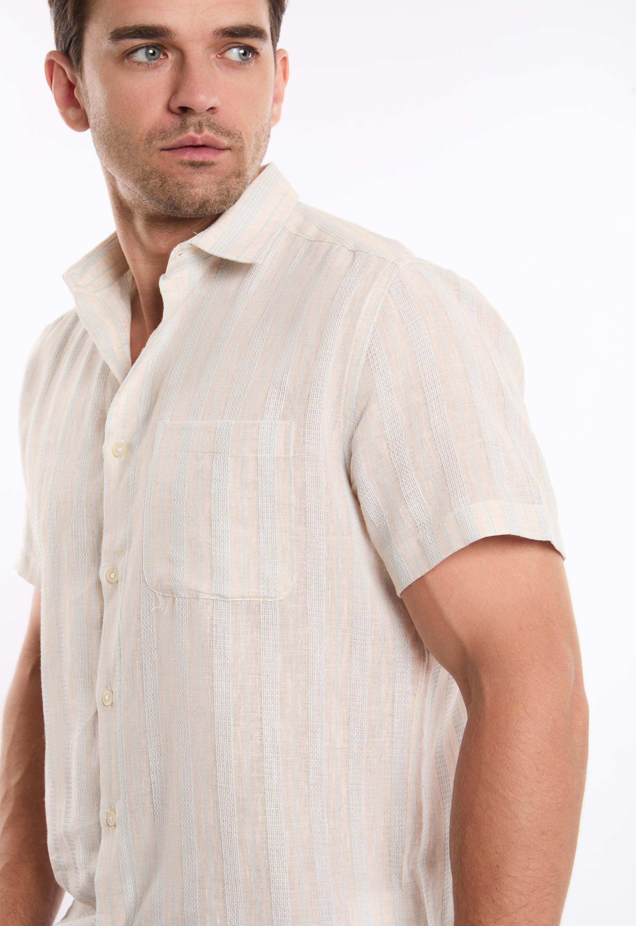 Short Sleeves Striped Shirt with Front Pocket - Image 3