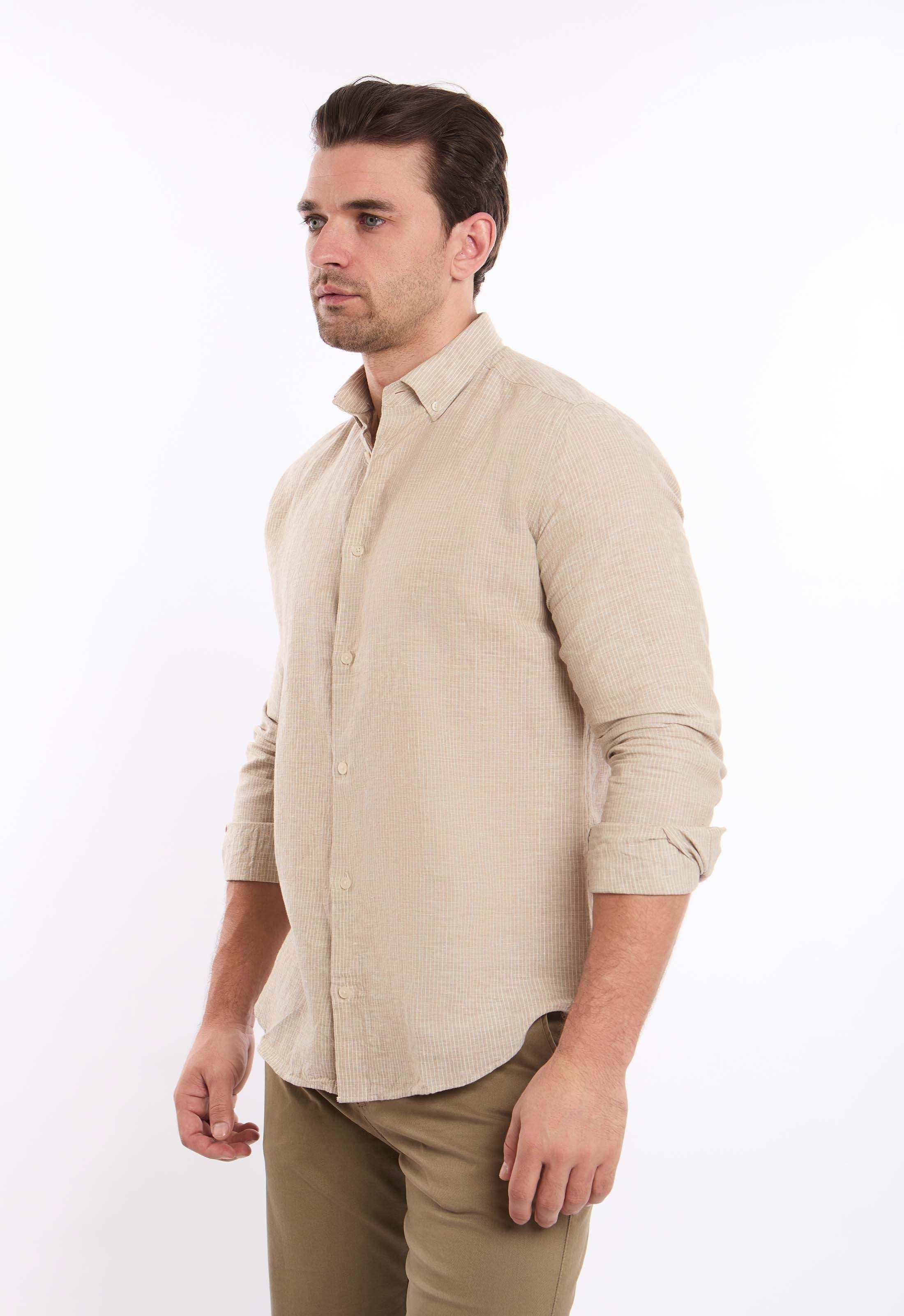 Pencil Stripes Casual Linen Shirt - Image 2