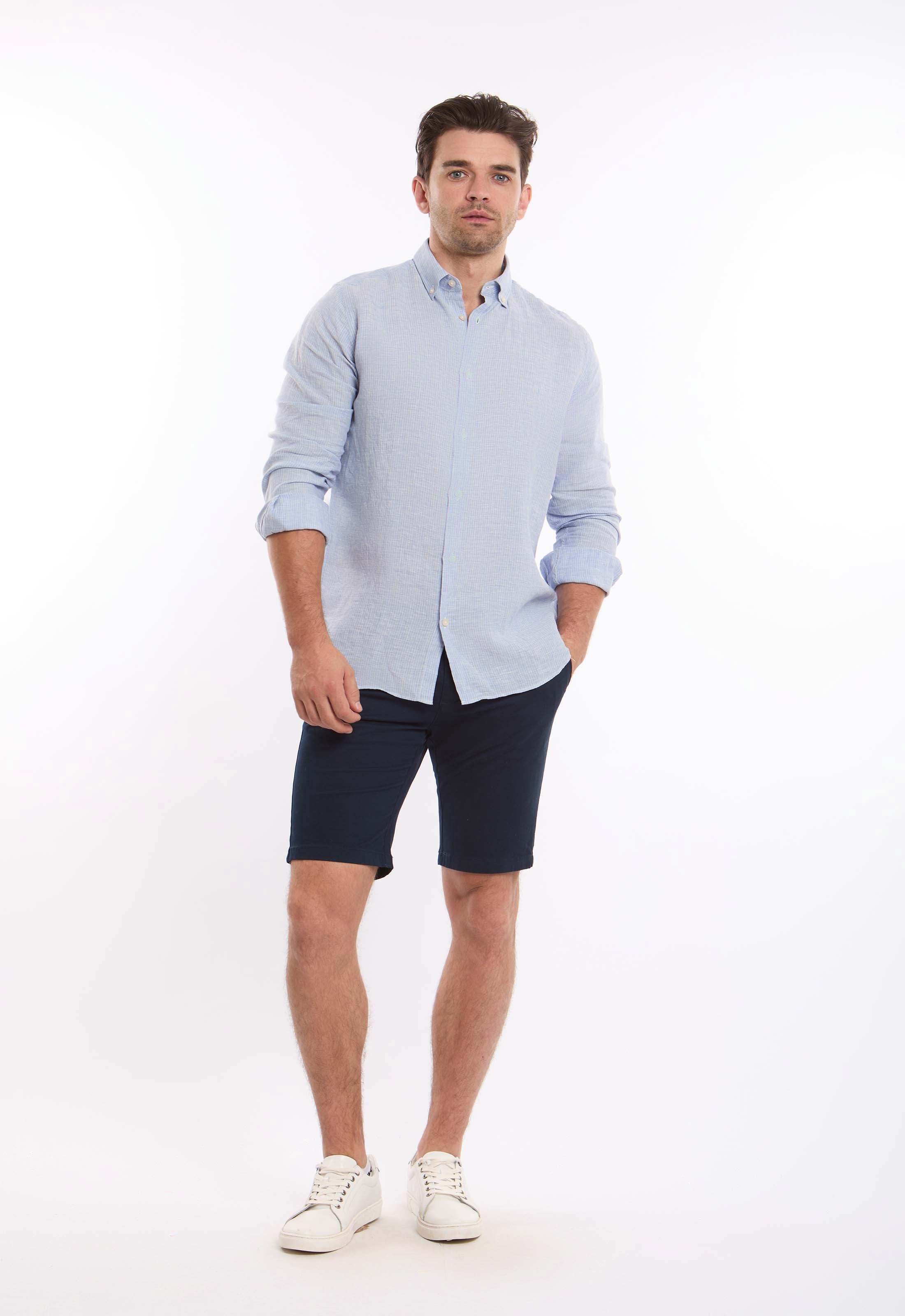 Pencil Stripes Casual Linen Shirt - Image 4