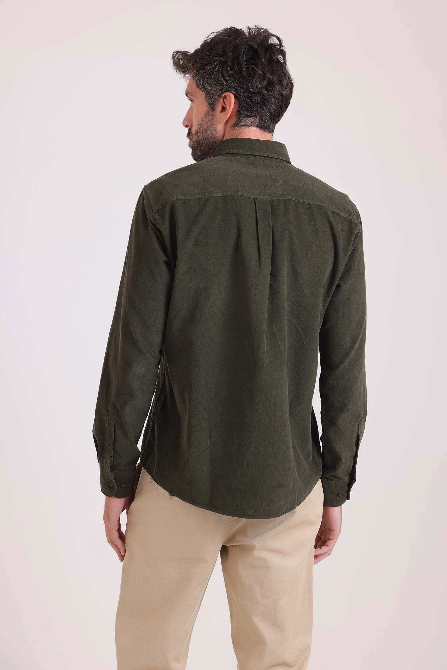 Solid Regular Cotton Shirt with Buttoned Pocket - Image 4