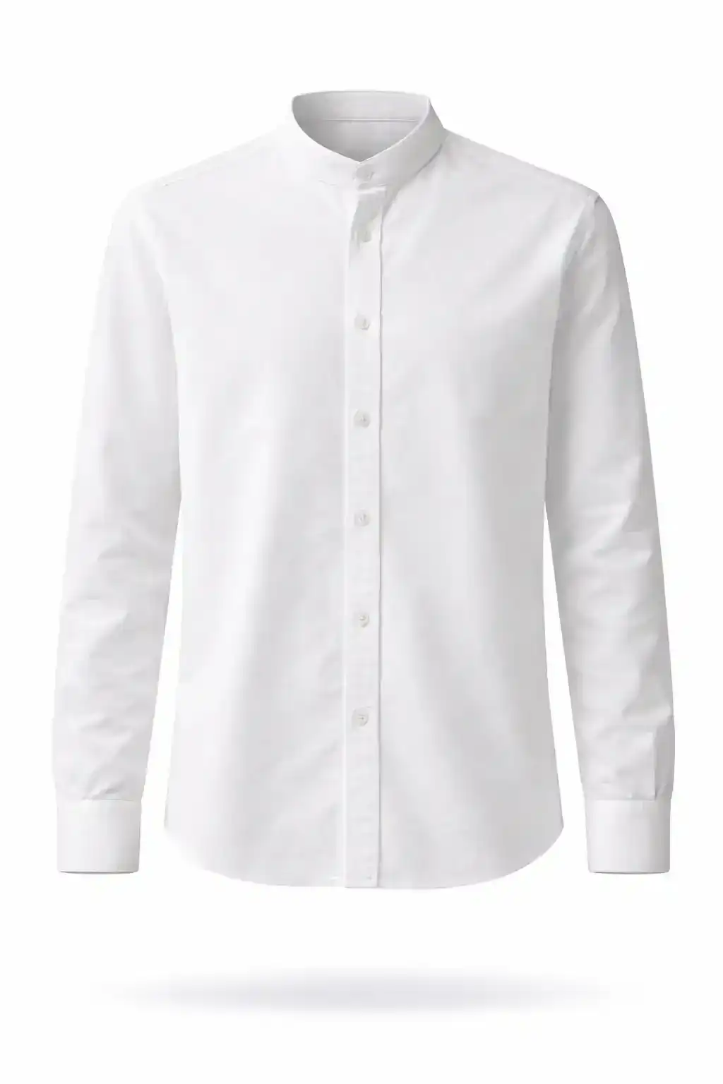 Minimal Band Collar Button-Up Shirt