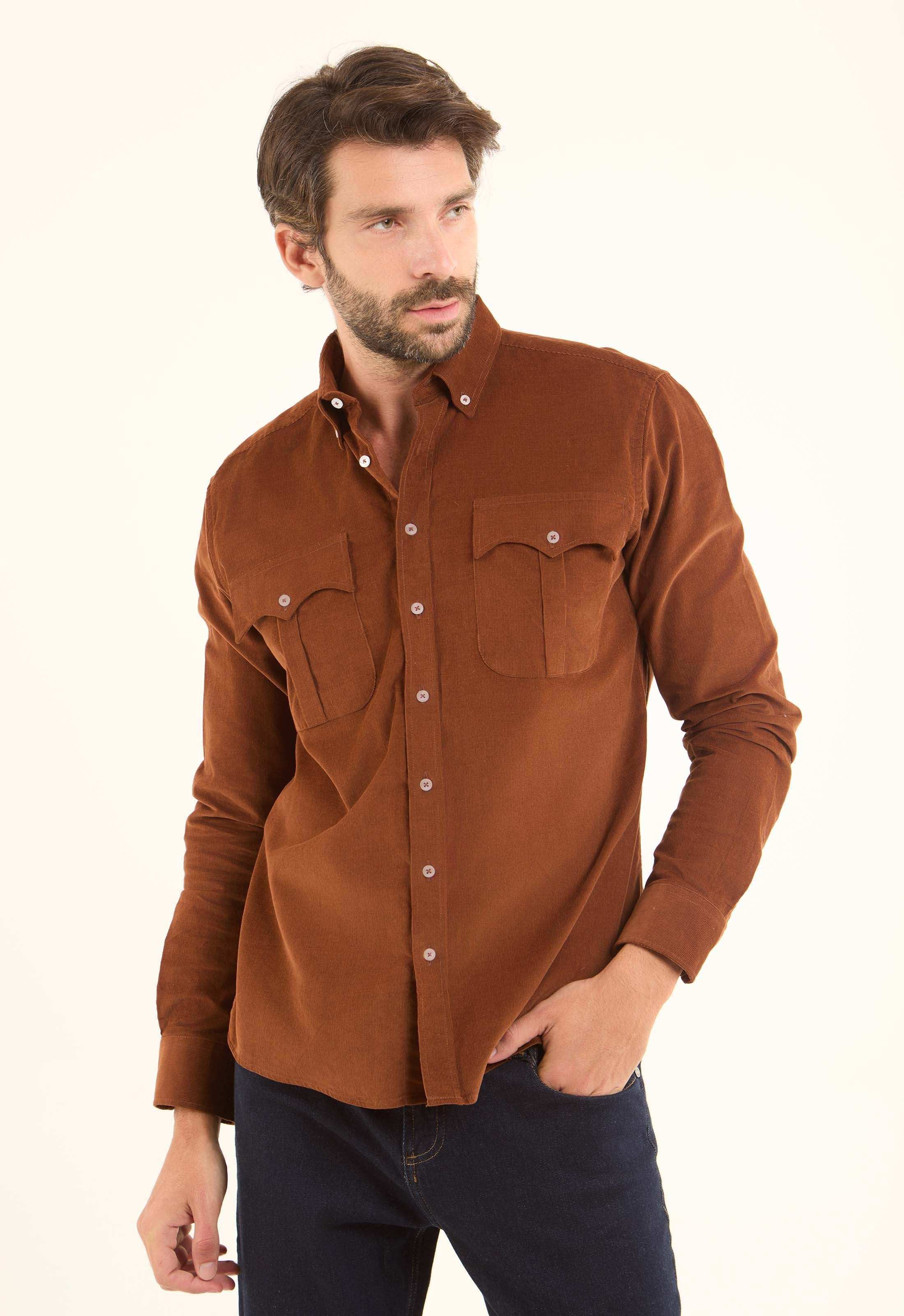 Casual Ribbed Long Sleeves Shirt with Pockets - Image 2