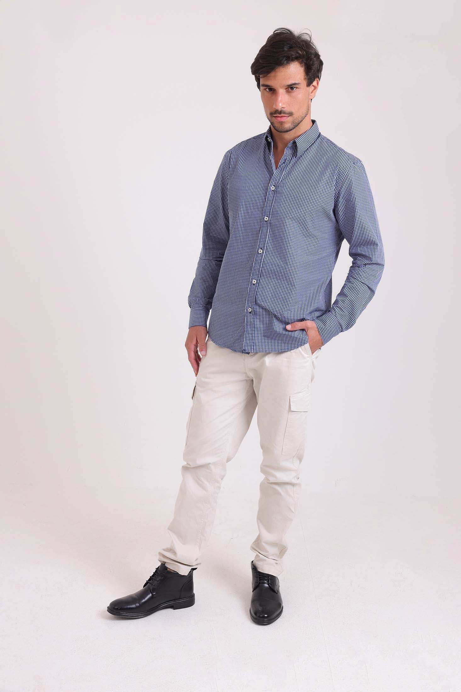 Casual Gingham Button-Down Shirt - Image 3