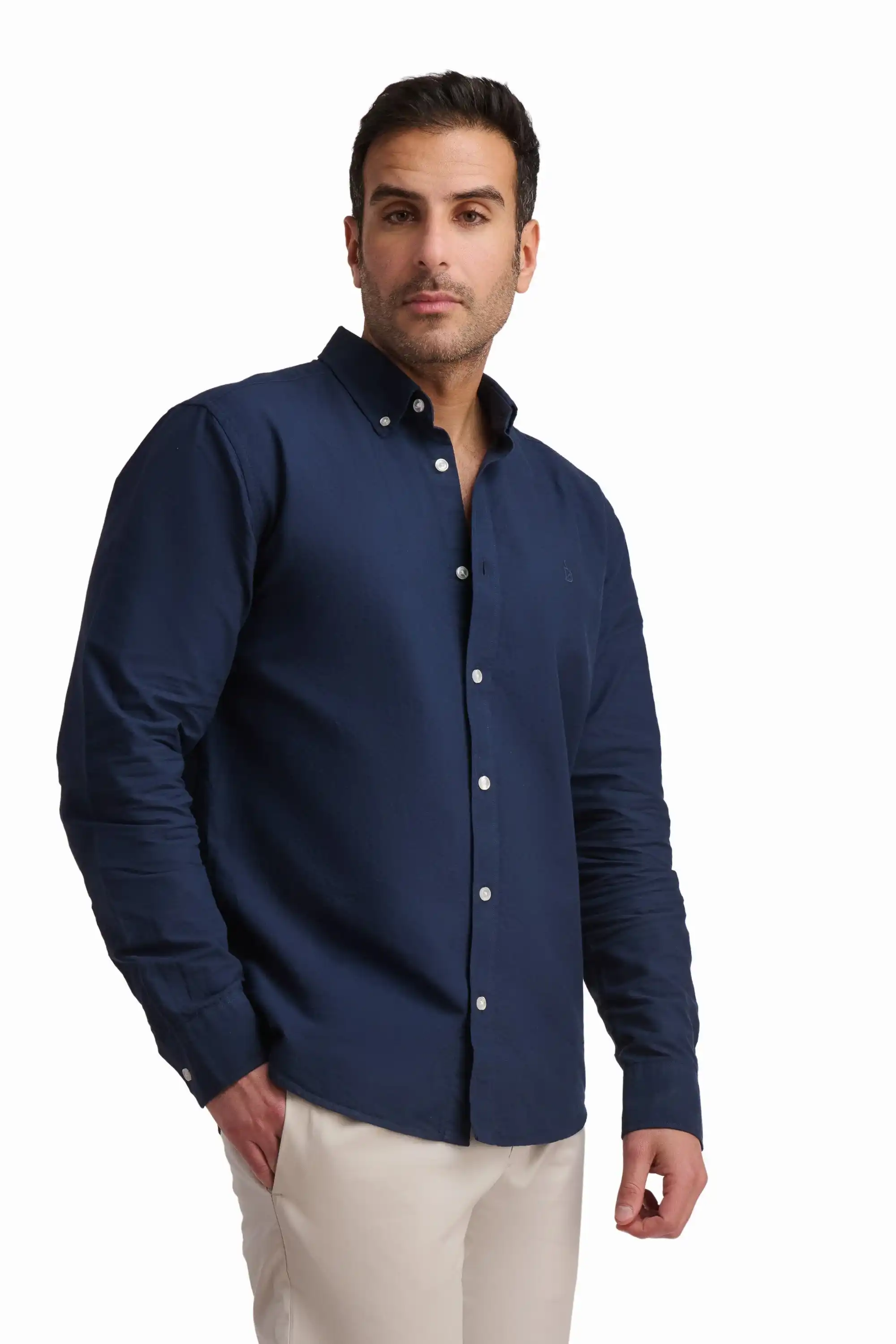 Deep Blue Cotton Shirt - Image 3