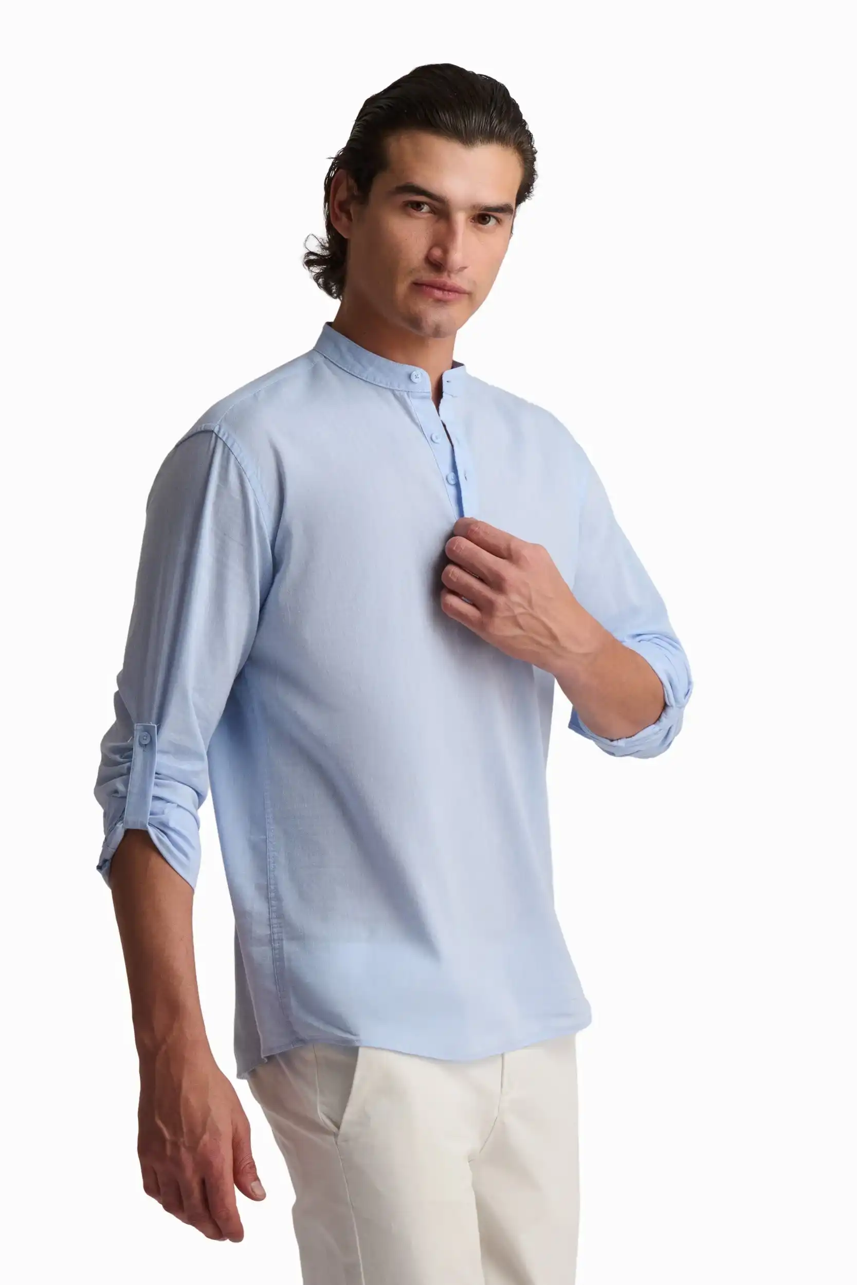 Blue Henley Long-Sleeve Tee - Image 3