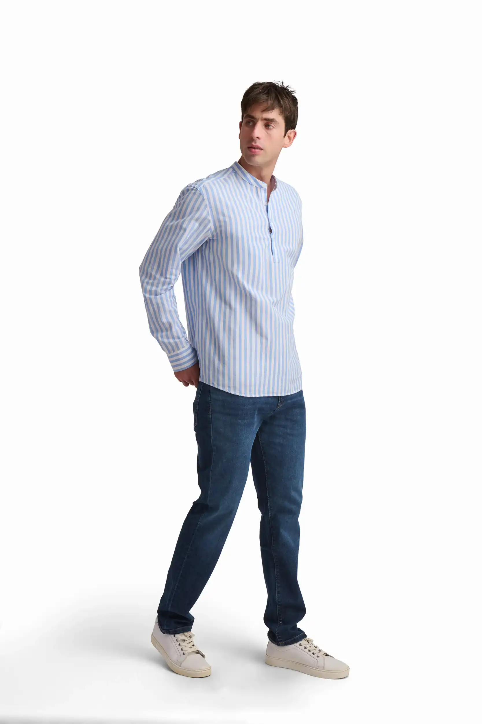 Blue Stripe Linen-Cotton Shirt - Image 3