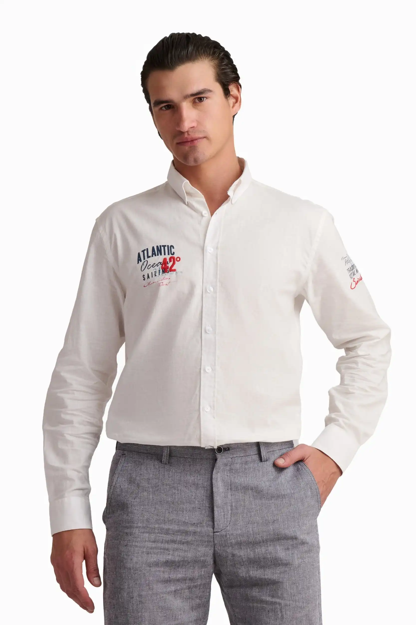 White Linen & Cotton Shirt - Image 3