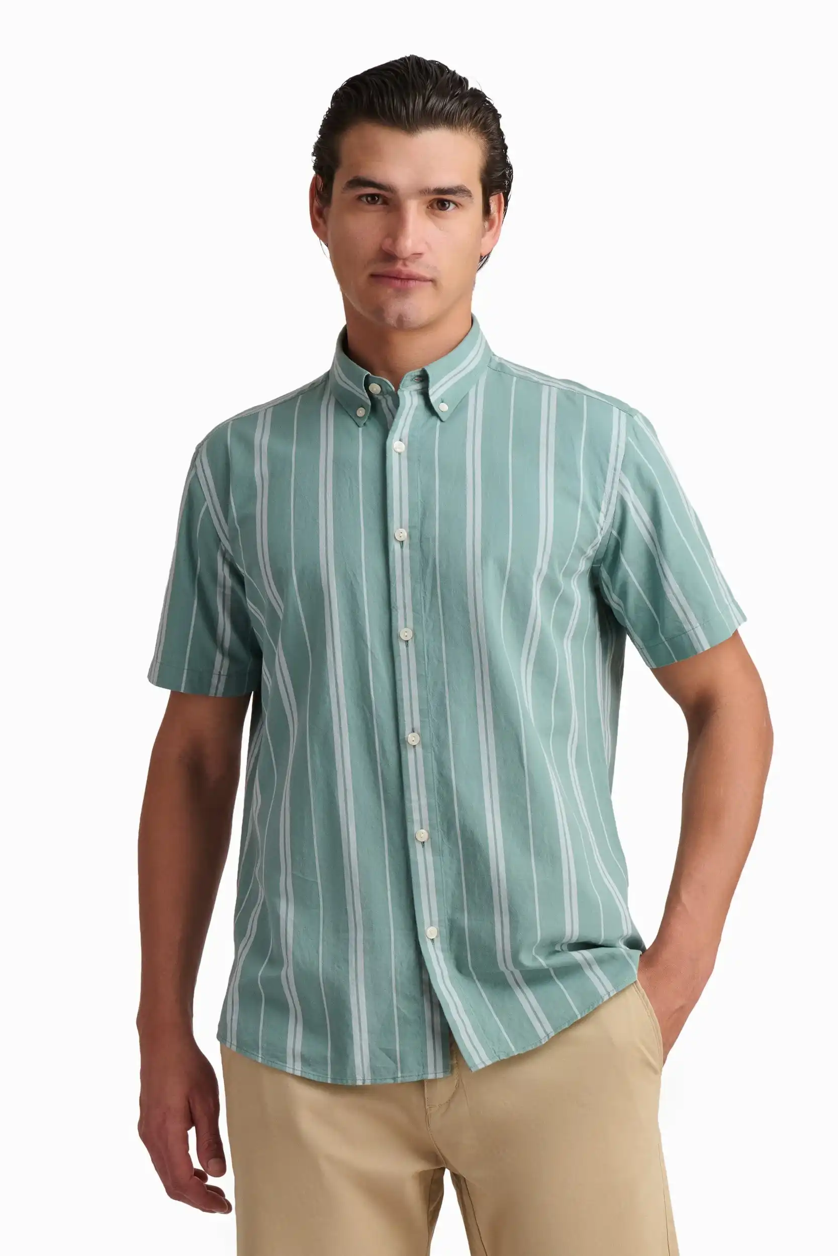 Seafoam Vertical Stripe Shirt - Image 3