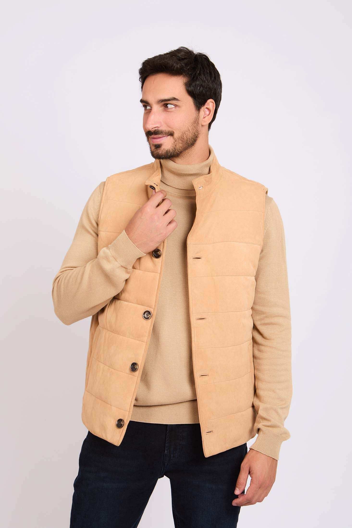 Men Regular Fit Vest Brown - Image 2