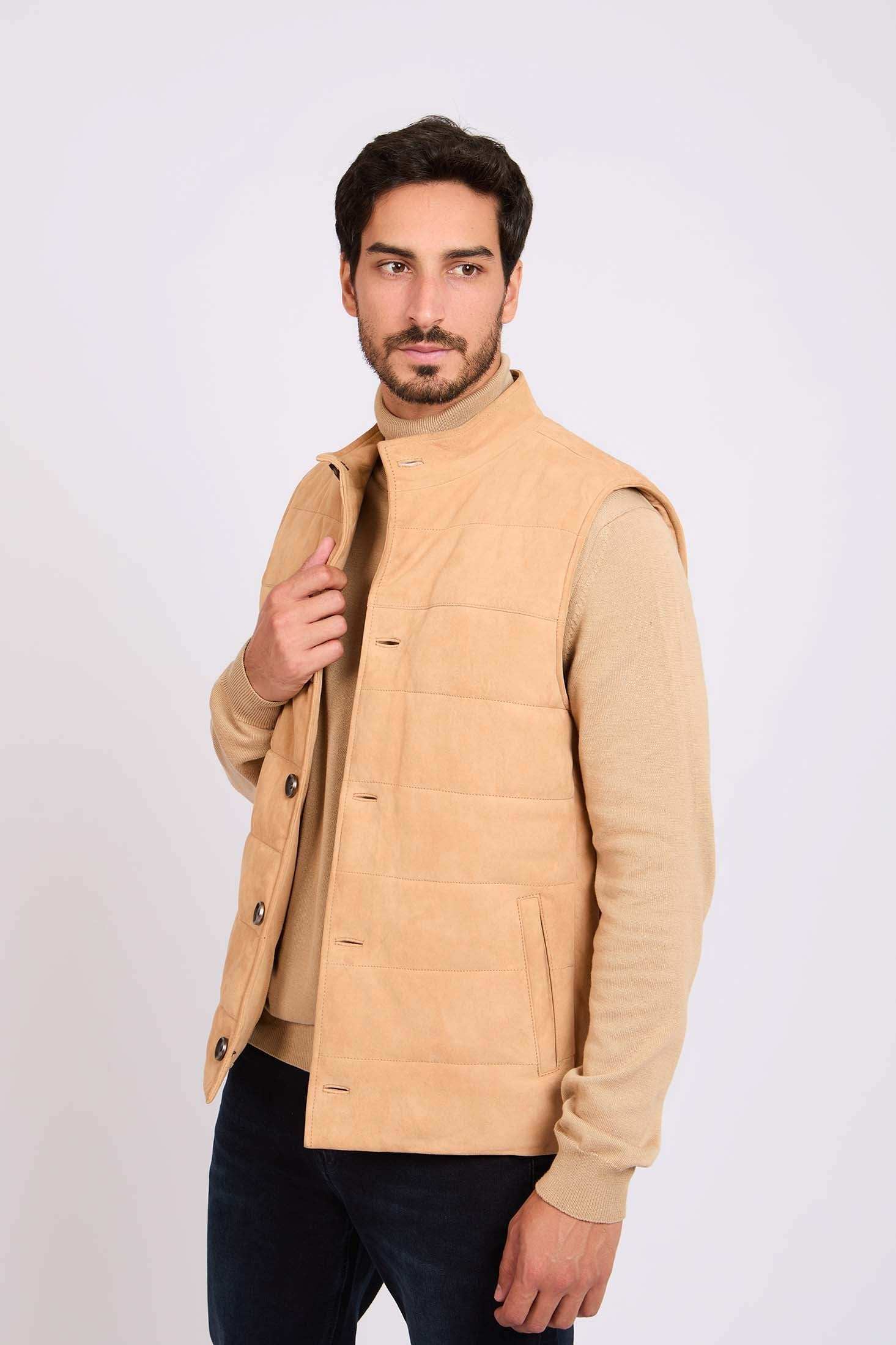 Men Regular Fit Vest Brown - Image 3