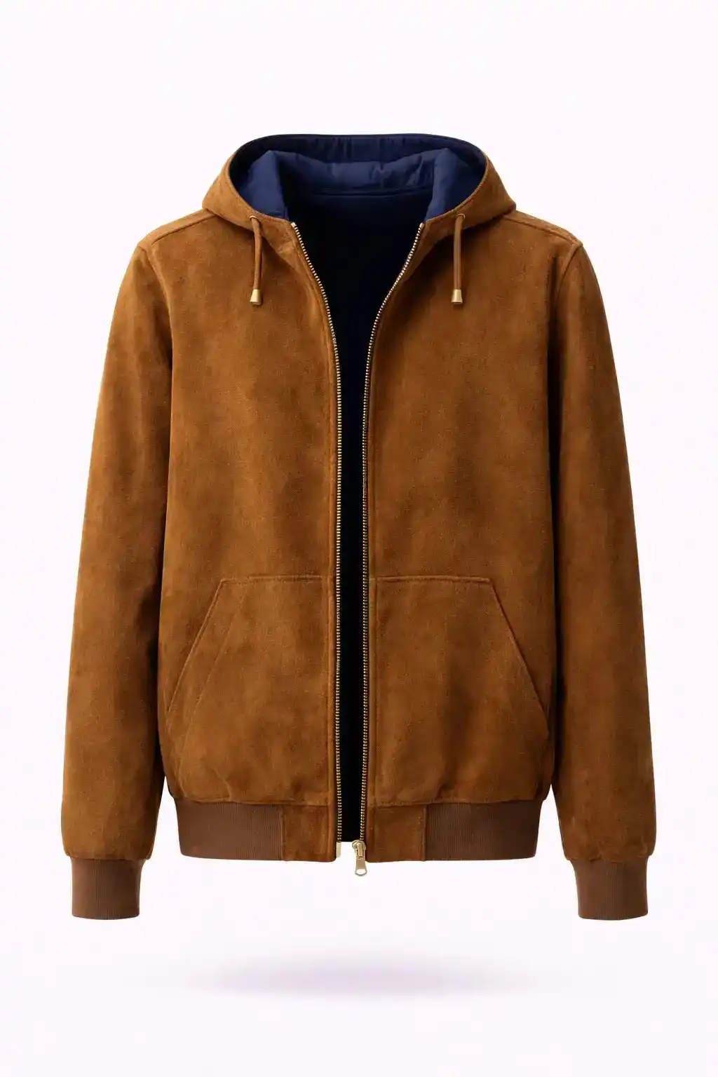 Suede-Texture Zip Hooded Jacket - Image 2