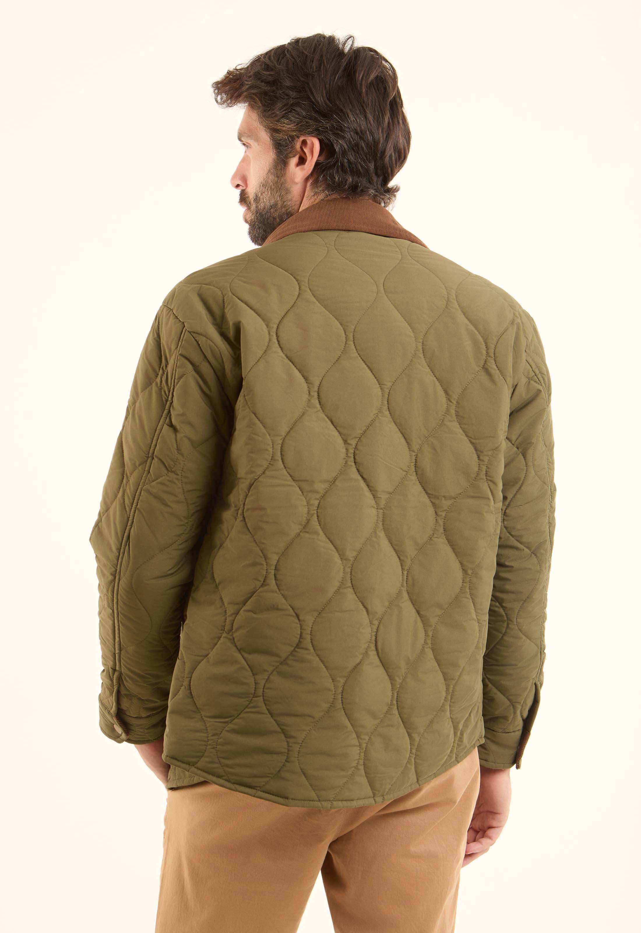 Quilted Field Jacket with Contrast Collar - Image 3