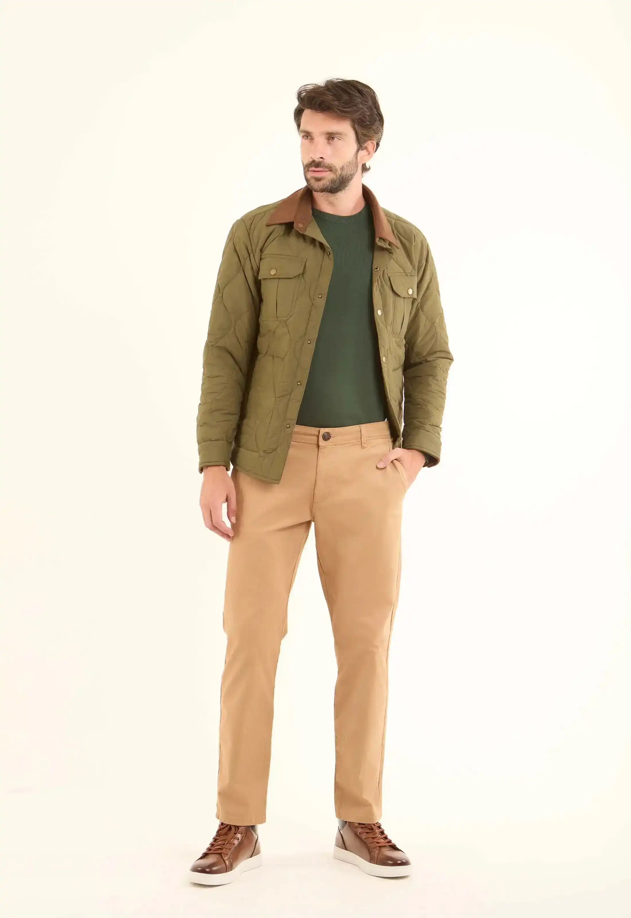 Quilted Field Jacket with Contrast Collar - Image 4