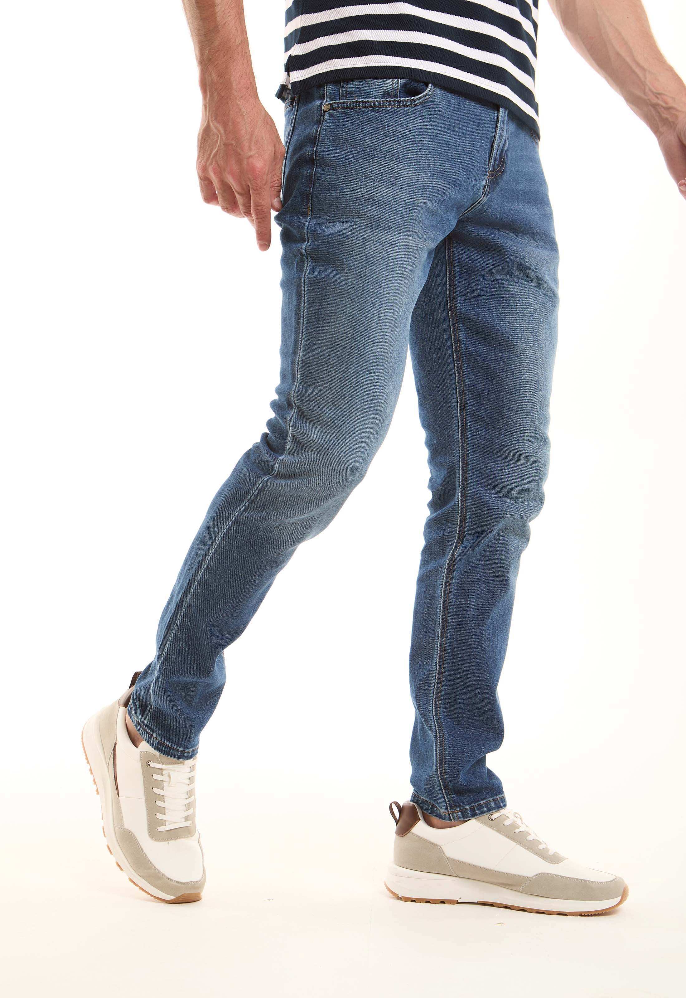 Blue Straight-Fit Cotton Jeans - Image 3