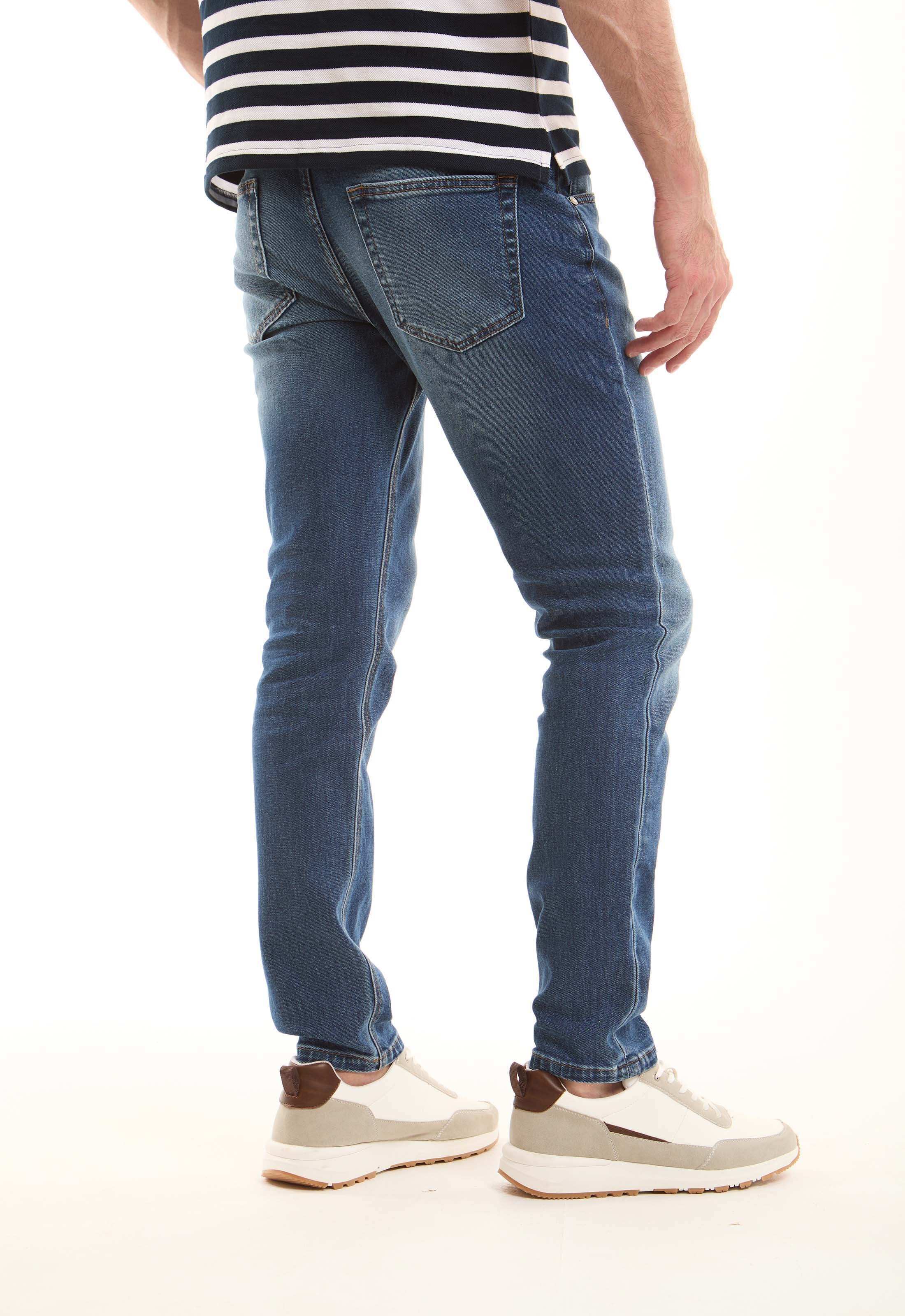Blue Straight-Fit Cotton Jeans - Image 4