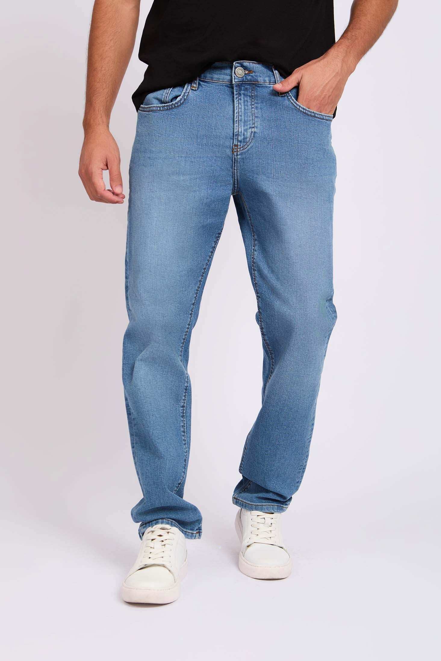 Light Blue Straight-Fit Cotton Jeans - Image 2