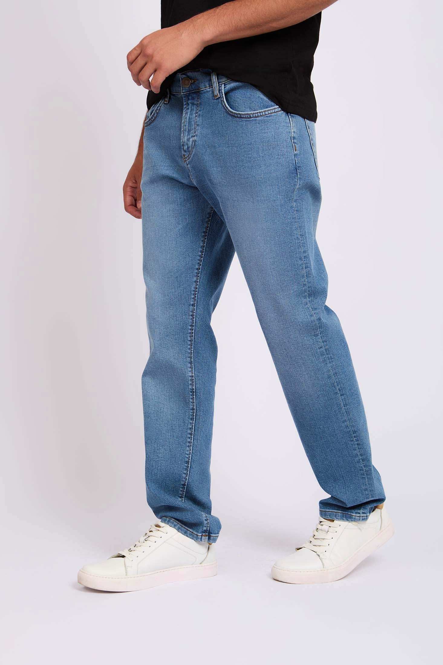 Light Blue Straight-Fit Cotton Jeans - Image 3