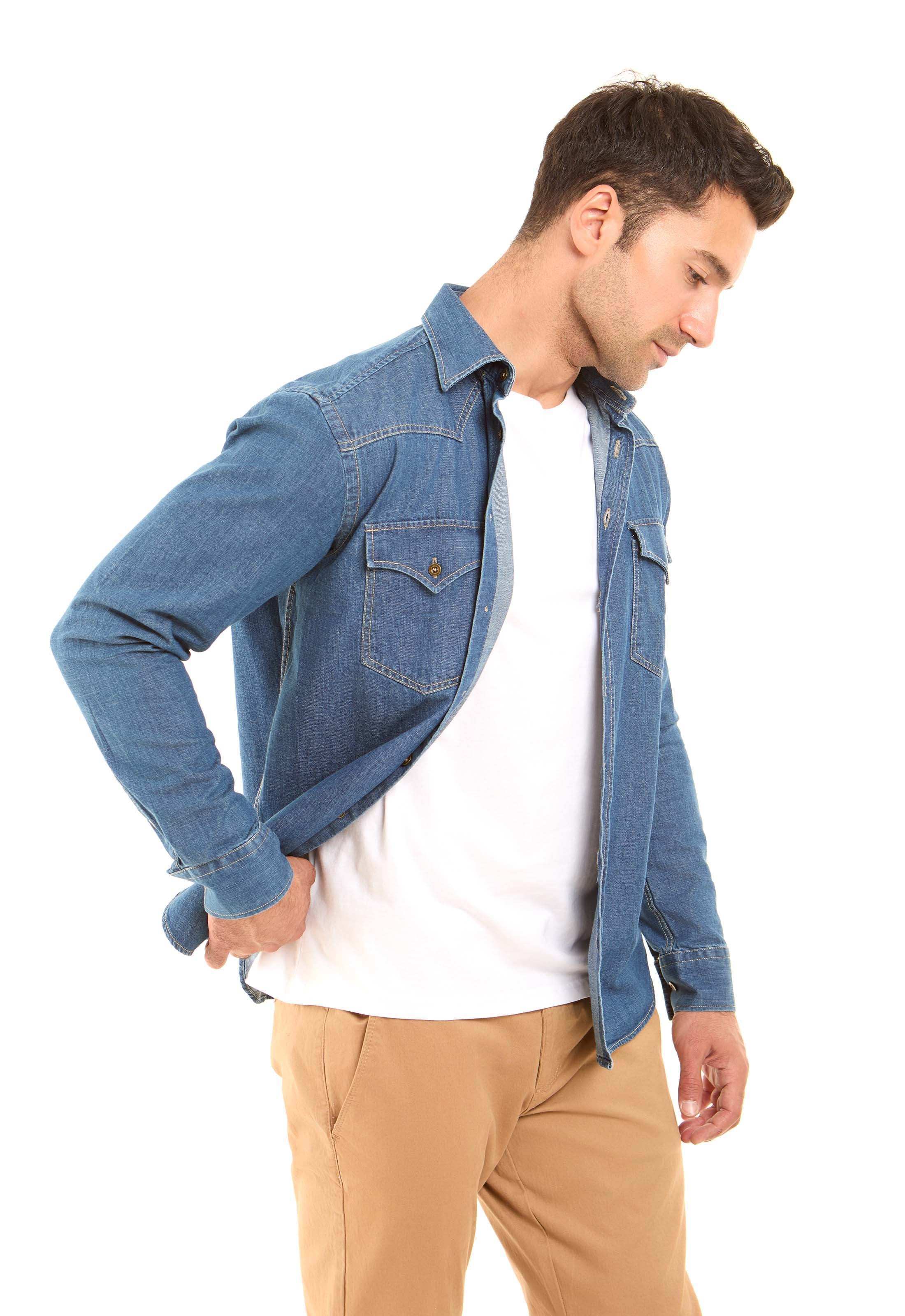 Long Sleeves Buttoned Denim Shirt - Image 5