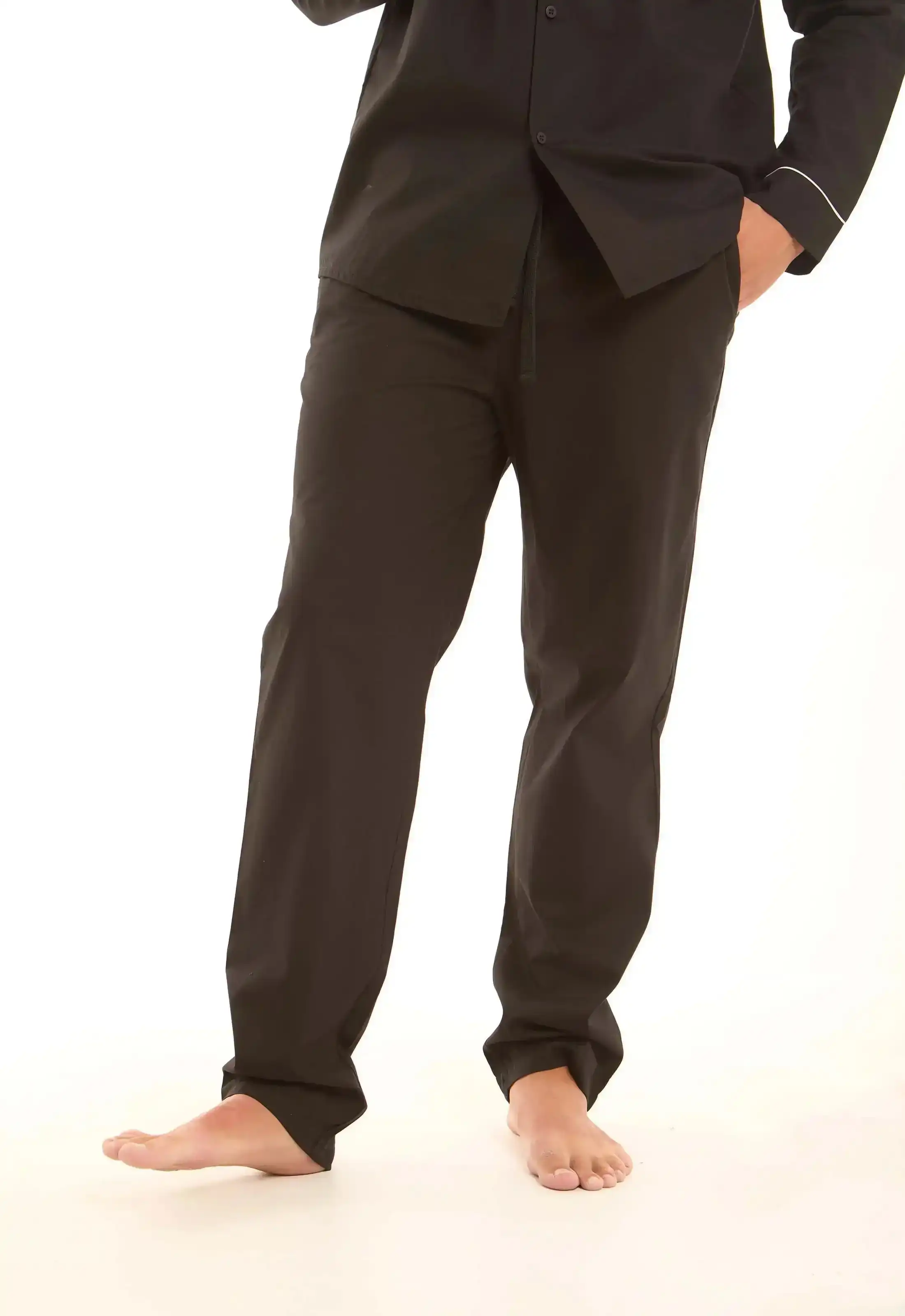 Solid Classic Pajama Set with Pockets - Image 5